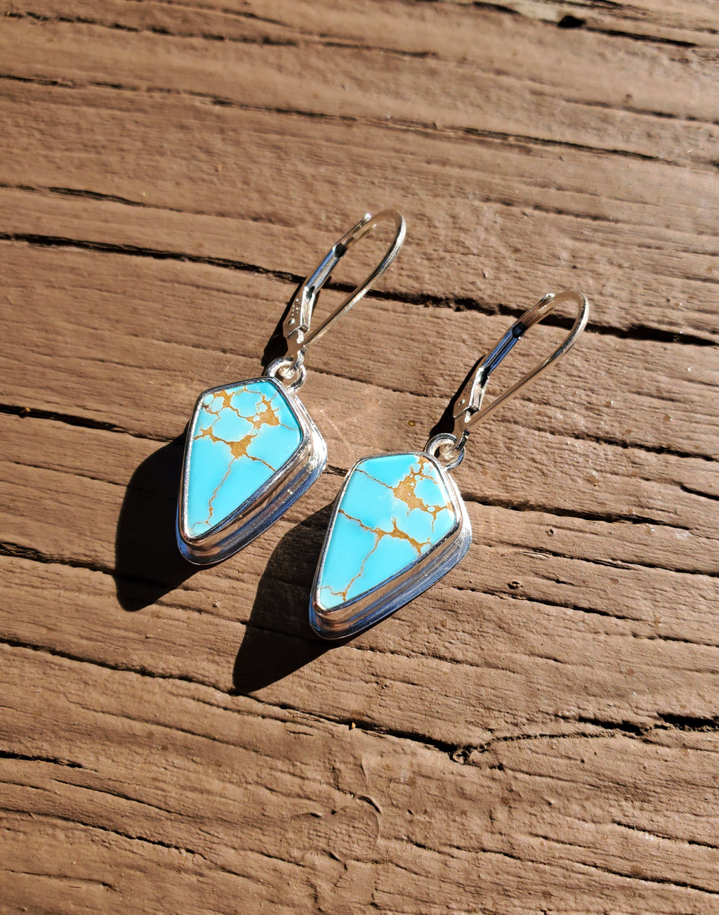 High Grade Montezuma Royston Turquoise Drop Dangle Earrings in Solid Sterling Silver