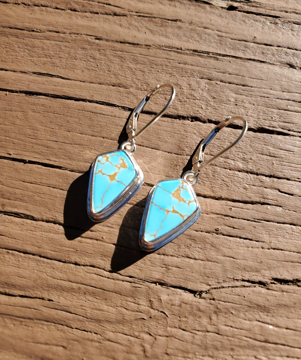 High Grade Montezuma Royston Turquoise Drop Dangle Earrings in Solid Sterling Silver