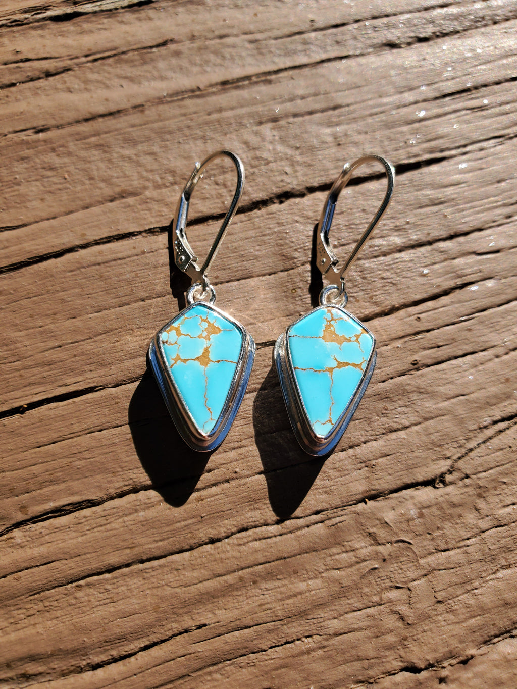 High Grade Montezuma Royston Turquoise Drop Dangle Earrings in Solid Sterling Silver