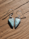 SOLD - Blue Moon Turquoise Inverted Triangle Dangle Drop Earrings in Solid Sterling Silver
