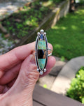 Autumn Creek Turquoise and Black Obsidian with Gold Sheen Sterling Silver Statement Ring with Cutouts! Size 6.75