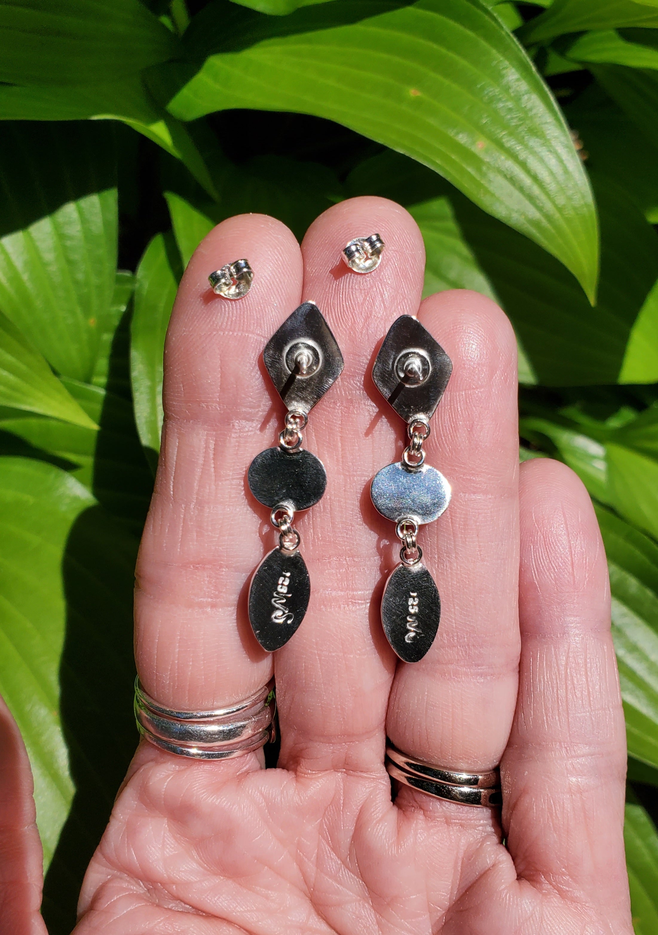 Patriotic Red White & Blue Dangle Earrings - Lapis Lazuli, White Buffalo, and Rosarita all done in Sterling Silver