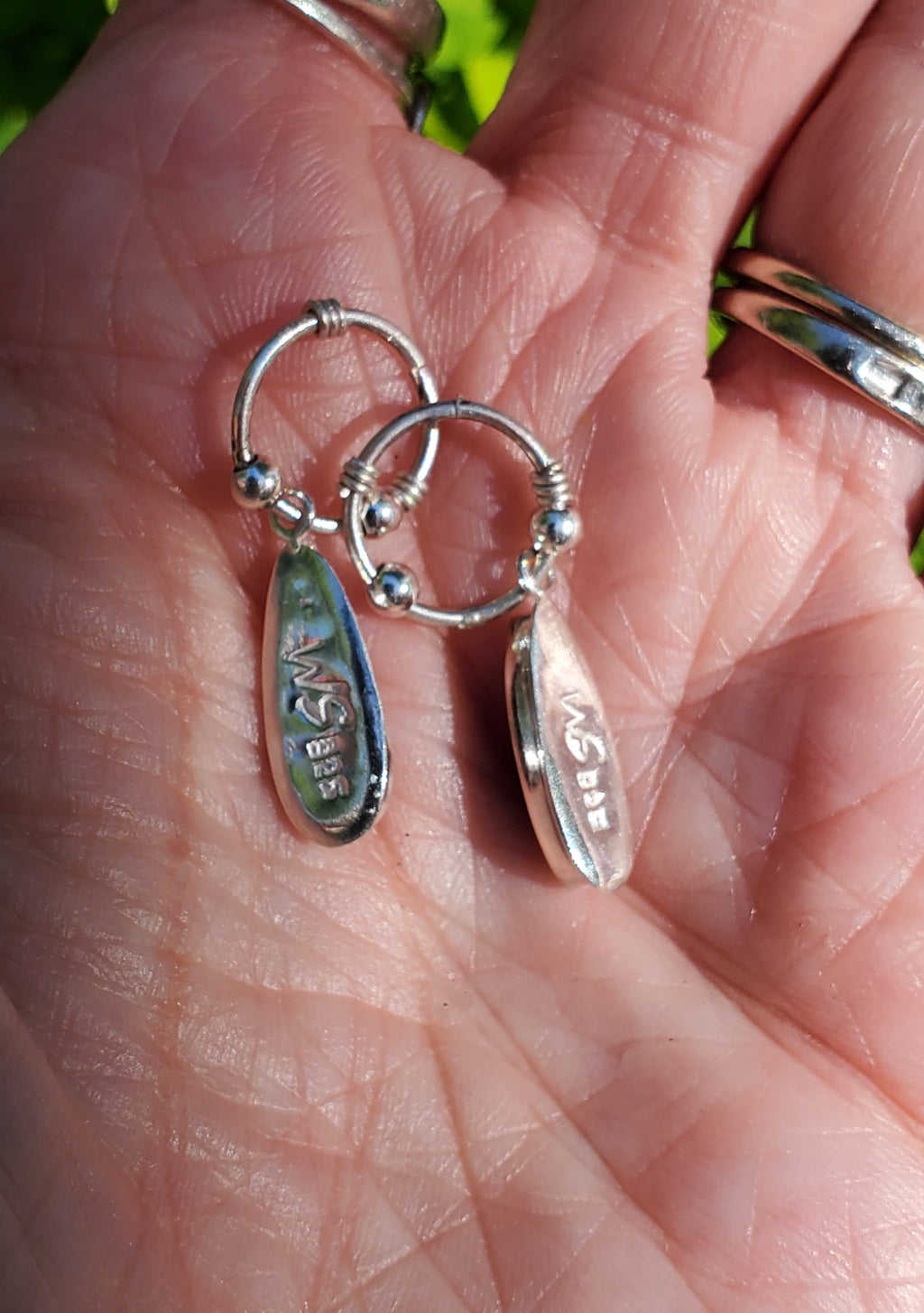 Australian Opal Hoop Dangle Earrings in Solid Sterling Silver