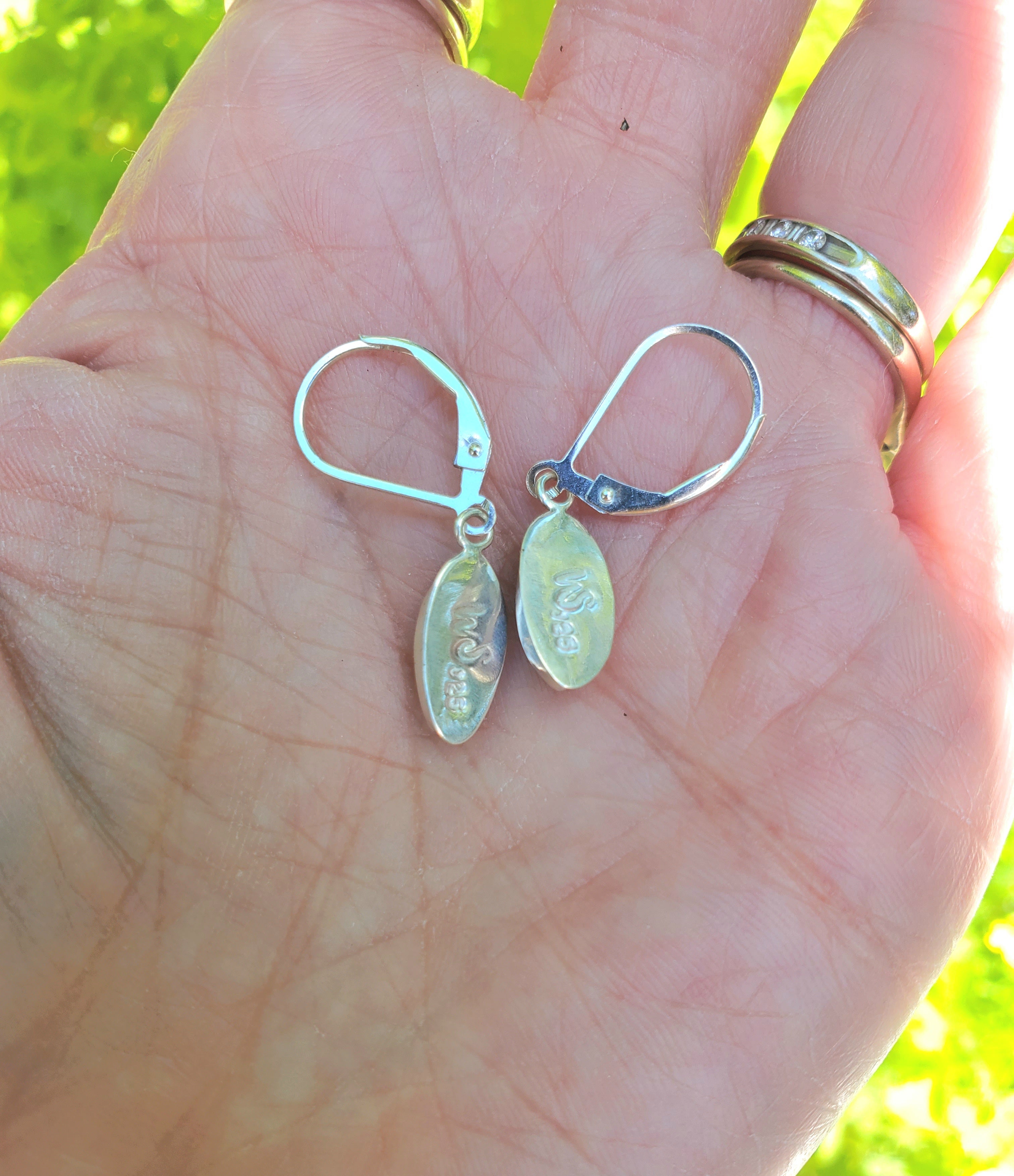 Australian Opal Dangle Earrings in Solid Sterling Silver