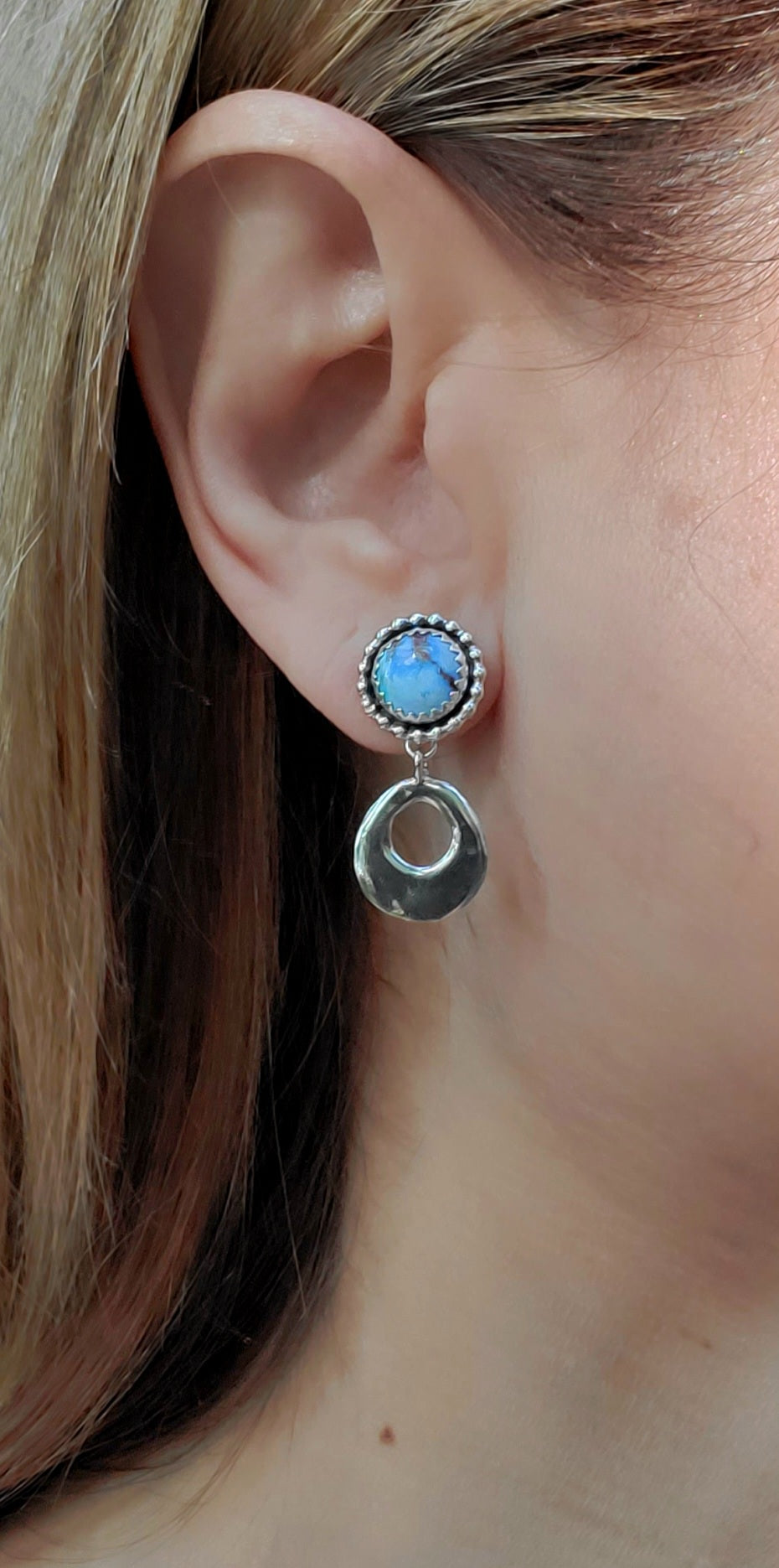 Golden Hills Turquoise Dangle Drop Earrings in Solid Sterling Silver