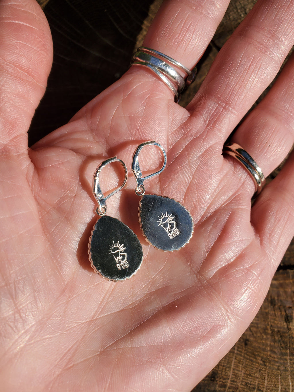 Orange Spiny Oyster Dangle Earrings in Solid Sterling Silver