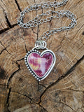 Purple Spiny Oyster Heart Pendant in Solid Sterling Silver
