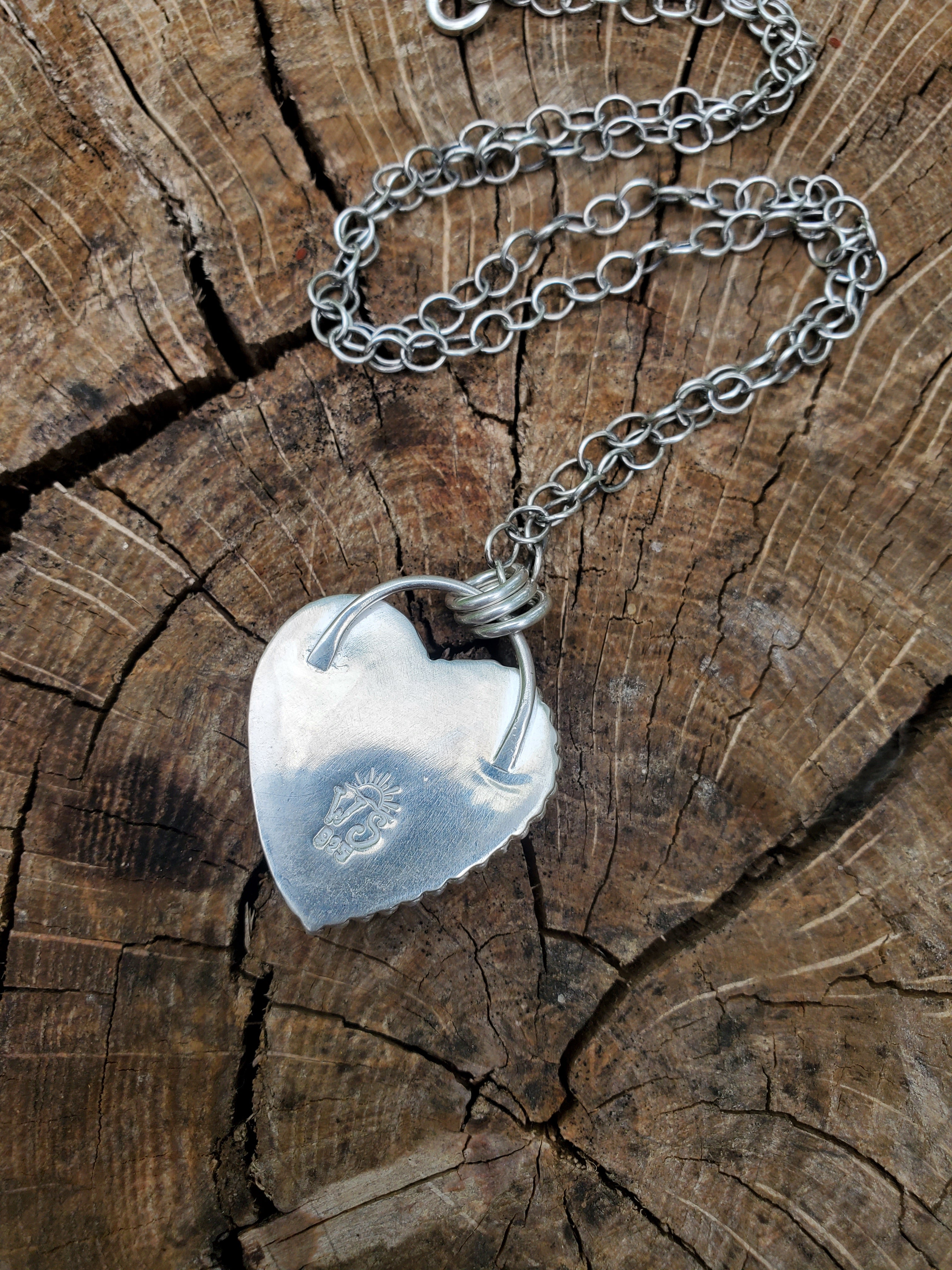 Purple Spiny Oyster Heart Pendant in Solid Sterling Silver