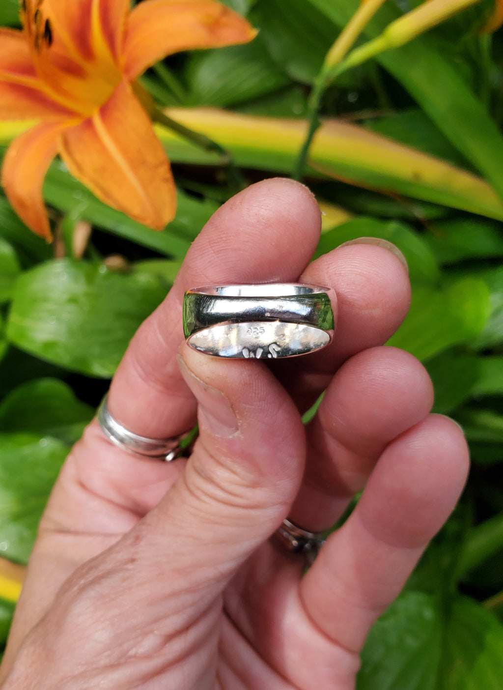 Black Jack Turquoise Unisex Wide Band Statement Ring in Solid Sterling Silver! Size 9