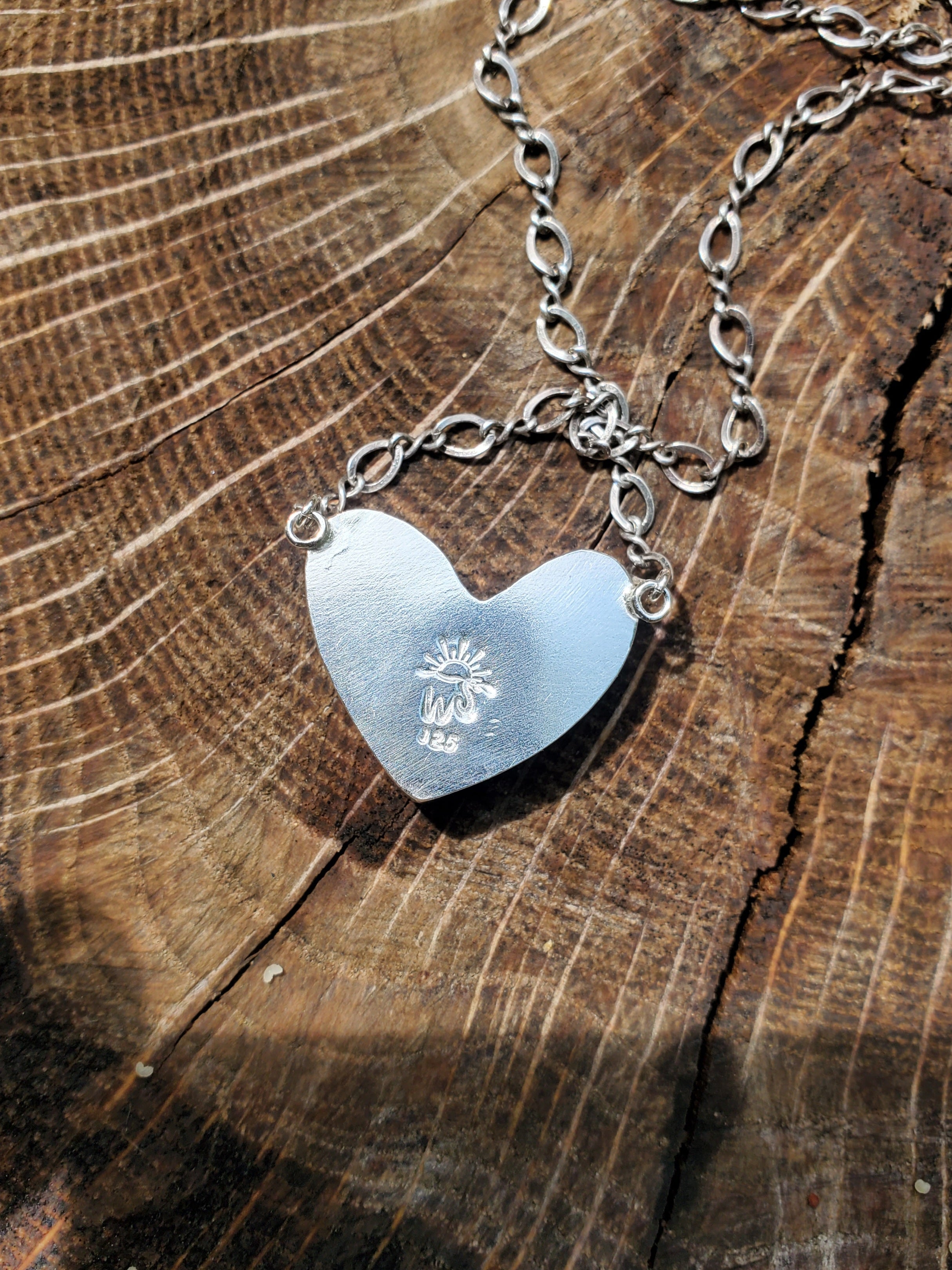 Green Royston Turquoise Heart Pendant Necklace or Choker in Solid Sterling Silver