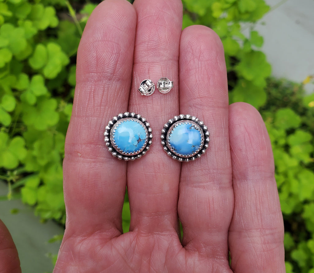 Golden Hills Turquoise Stud Earrings in Solid Sterling Silver