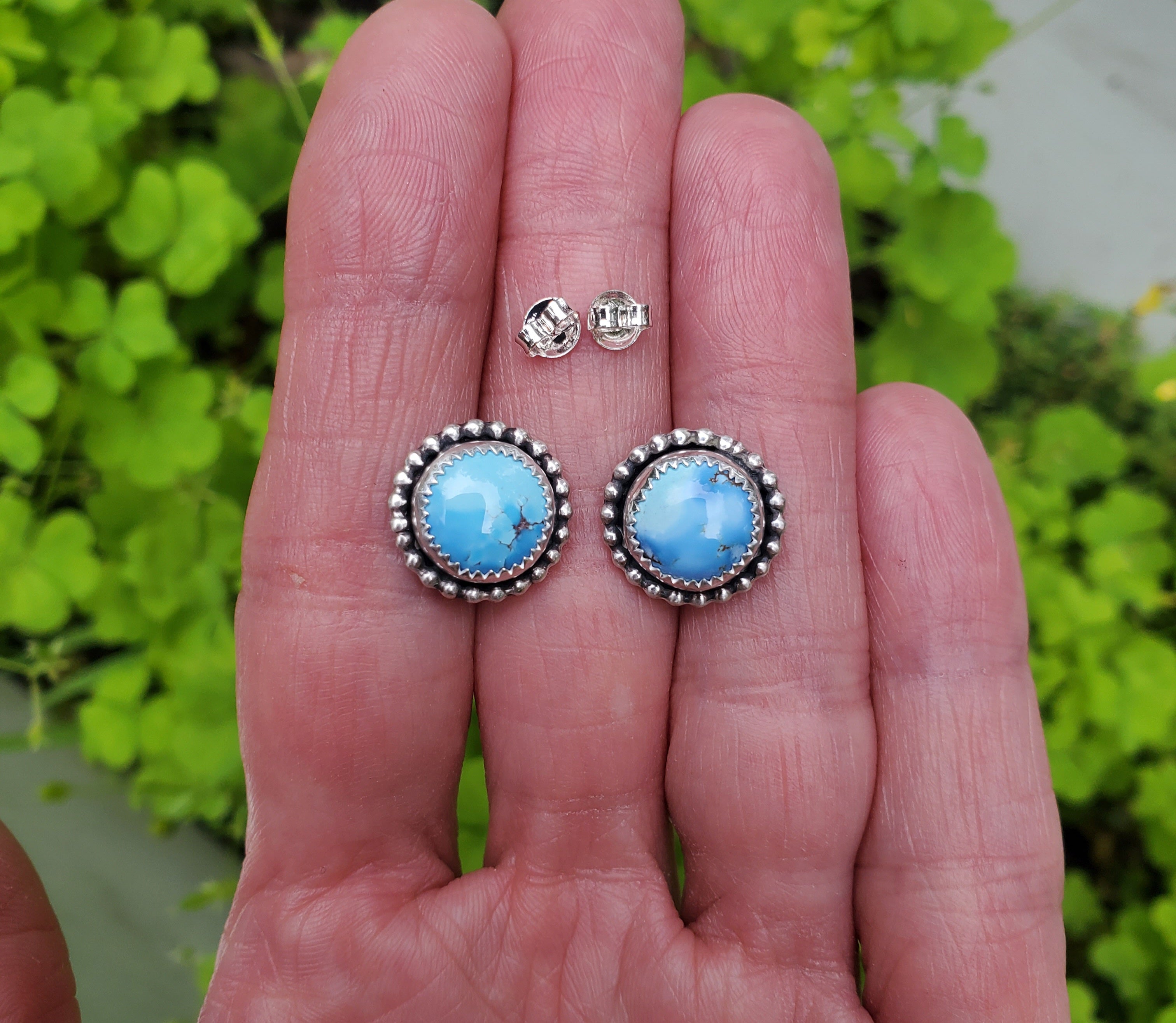 Golden Hills Turquoise Stud Earrings in Solid Sterling Silver