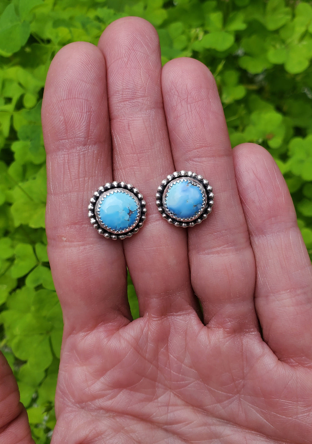 Golden Hills Turquoise Stud Earrings in Solid Sterling Silver