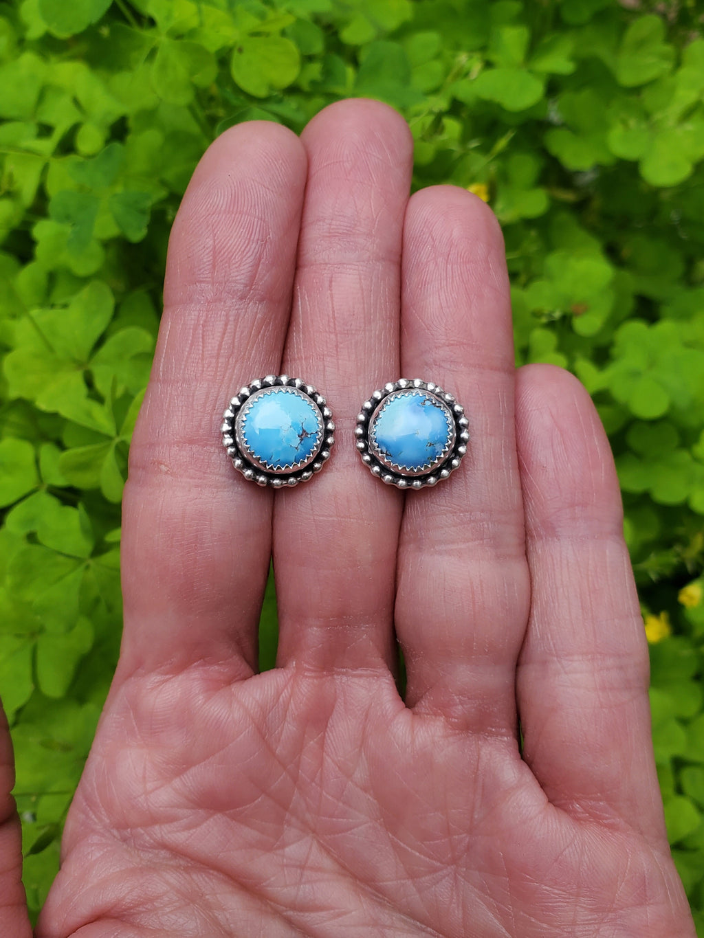 Golden Hills Turquoise Stud Earrings in Solid Sterling Silver