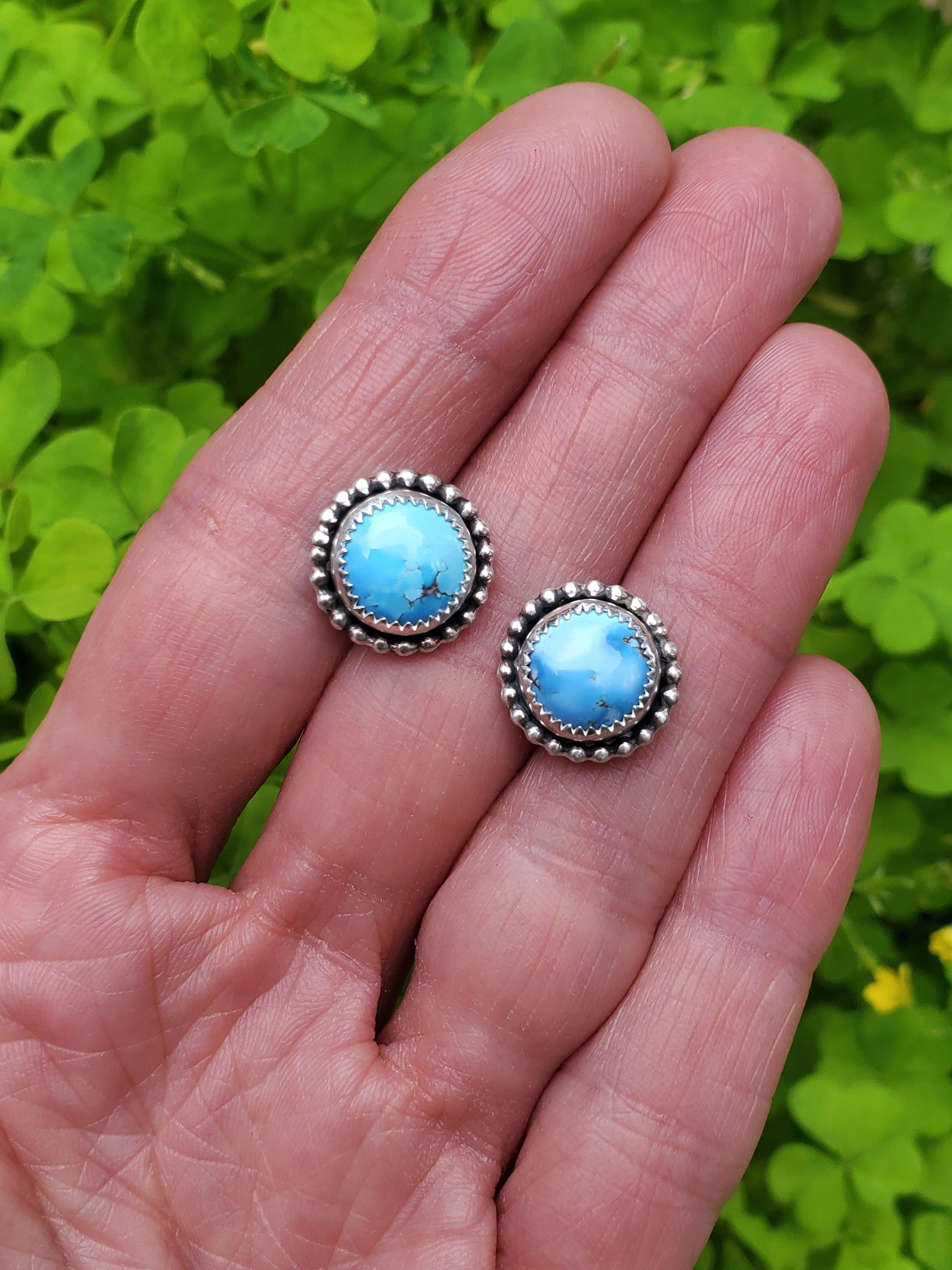 Golden Hills Turquoise Stud Earrings in Solid Sterling Silver