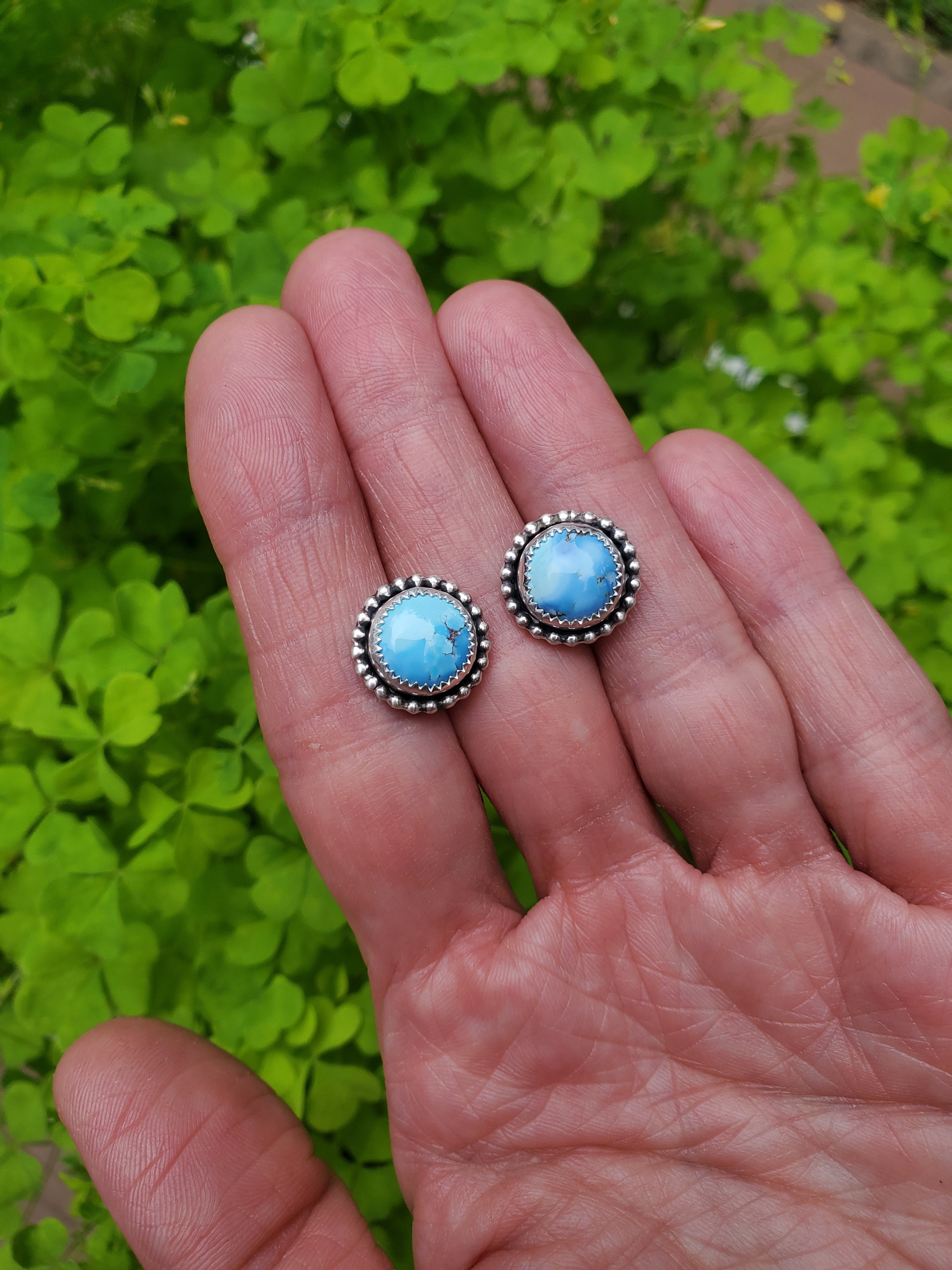 Golden Hills Turquoise Stud Earrings in Solid Sterling Silver