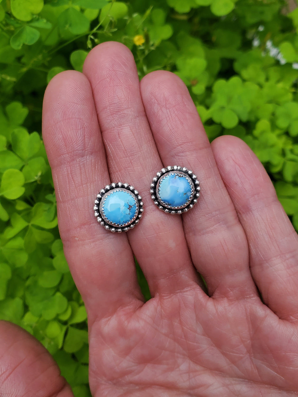 Golden Hills Turquoise Stud Earrings in Solid Sterling Silver