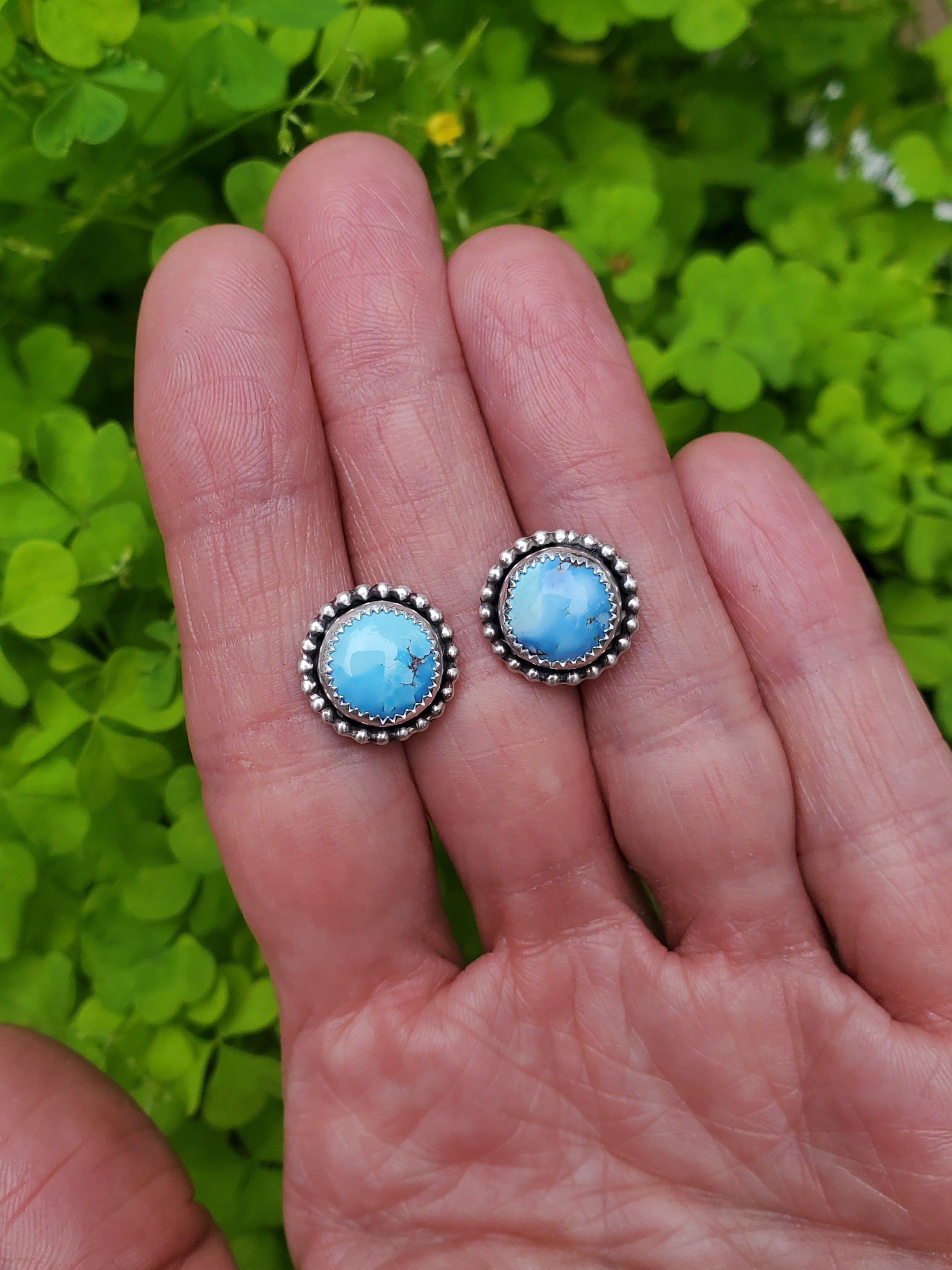Golden Hills Turquoise Stud Earrings in Solid Sterling Silver
