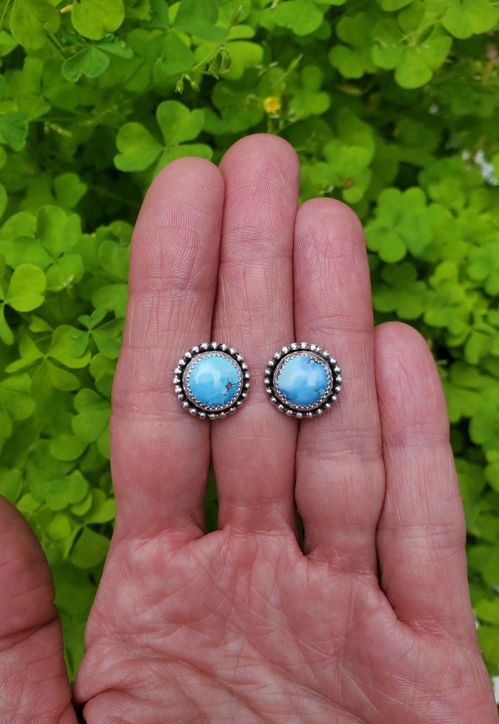 Golden Hills Turquoise Stud Earrings in Solid Sterling Silver