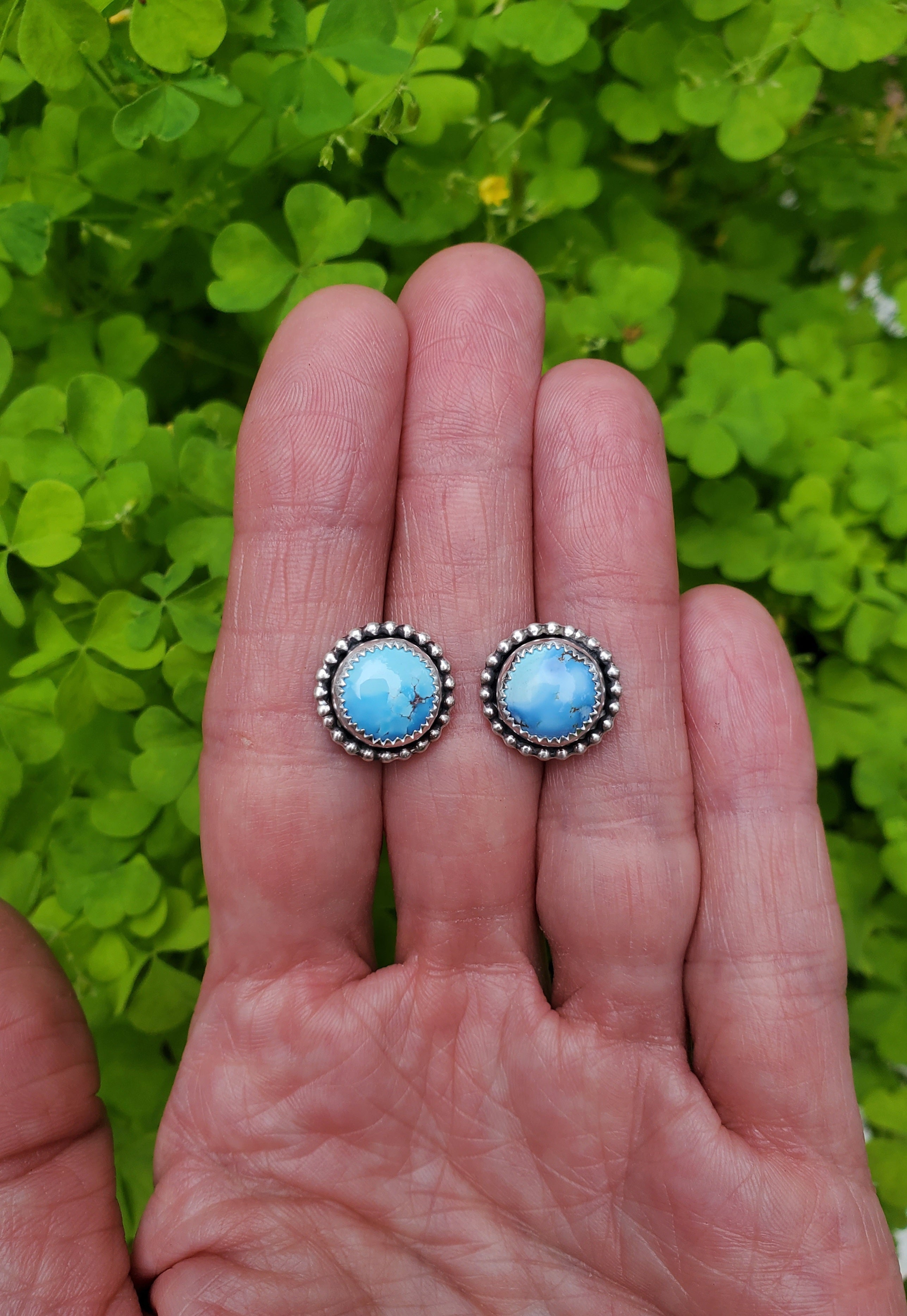 Golden Hills Turquoise Stud Earrings in Solid Sterling Silver
