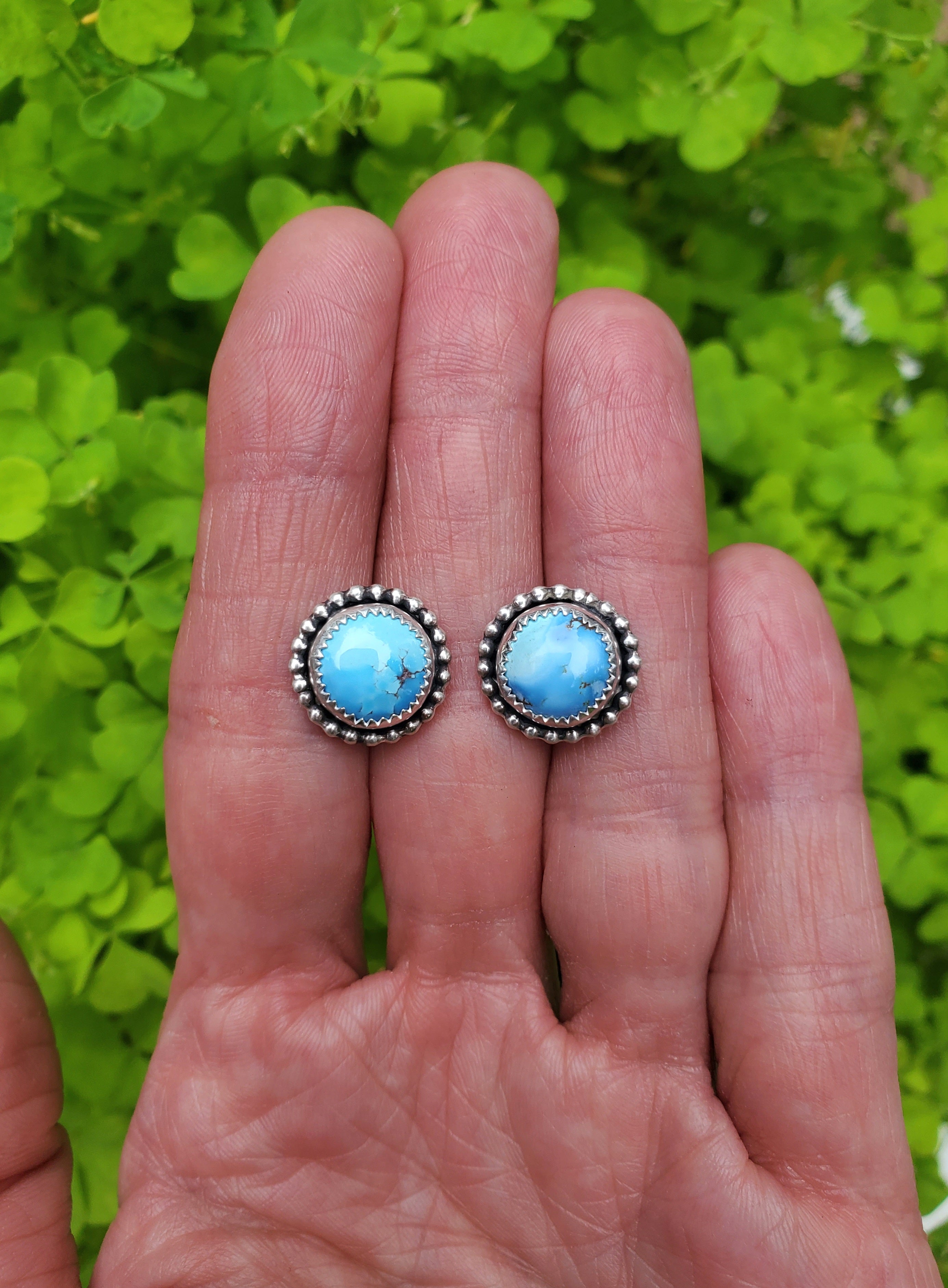 Golden Hills Turquoise Stud Earrings in Solid Sterling Silver