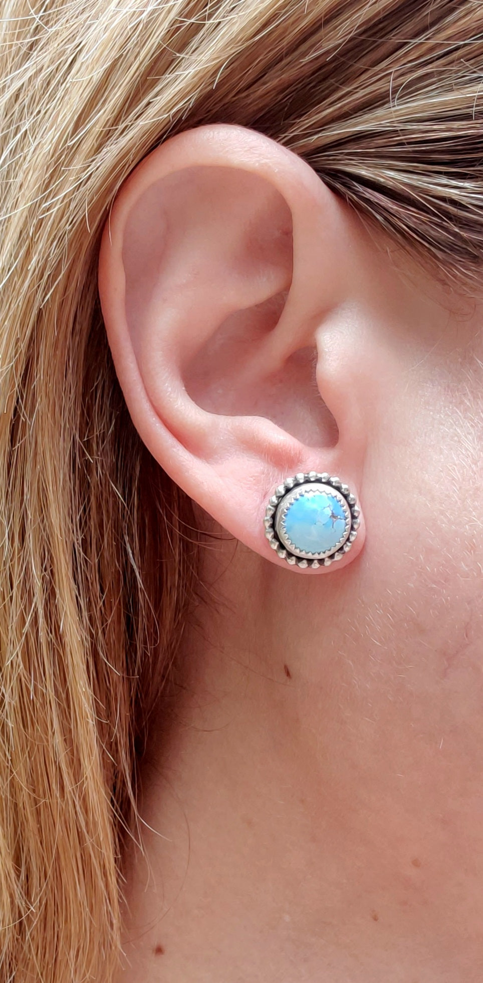 Golden Hills Turquoise Stud Earrings in Solid Sterling Silver