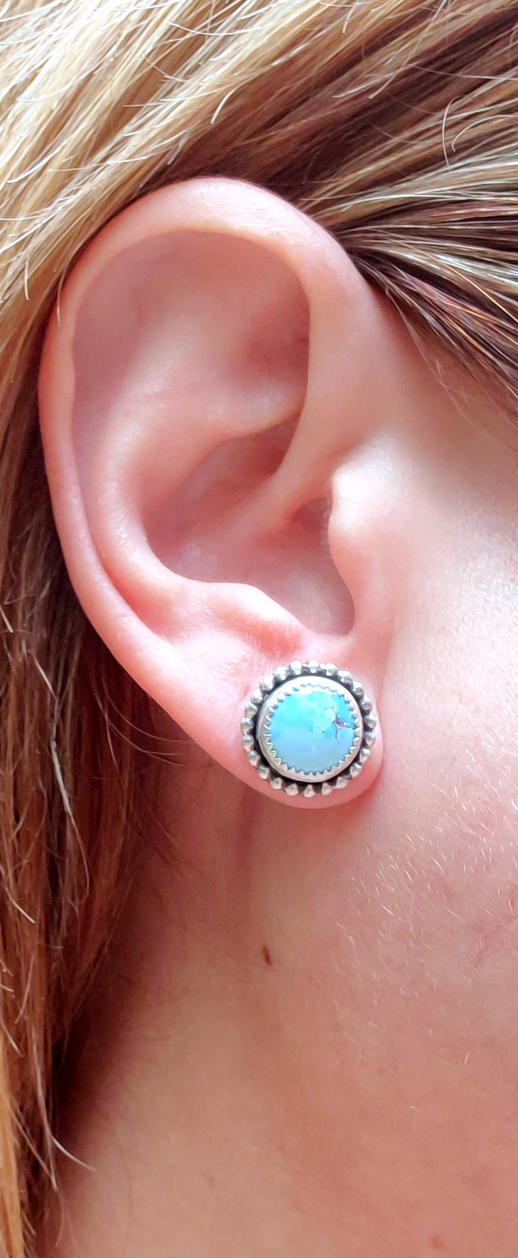 Golden Hills Turquoise Stud Earrings in Solid Sterling Silver