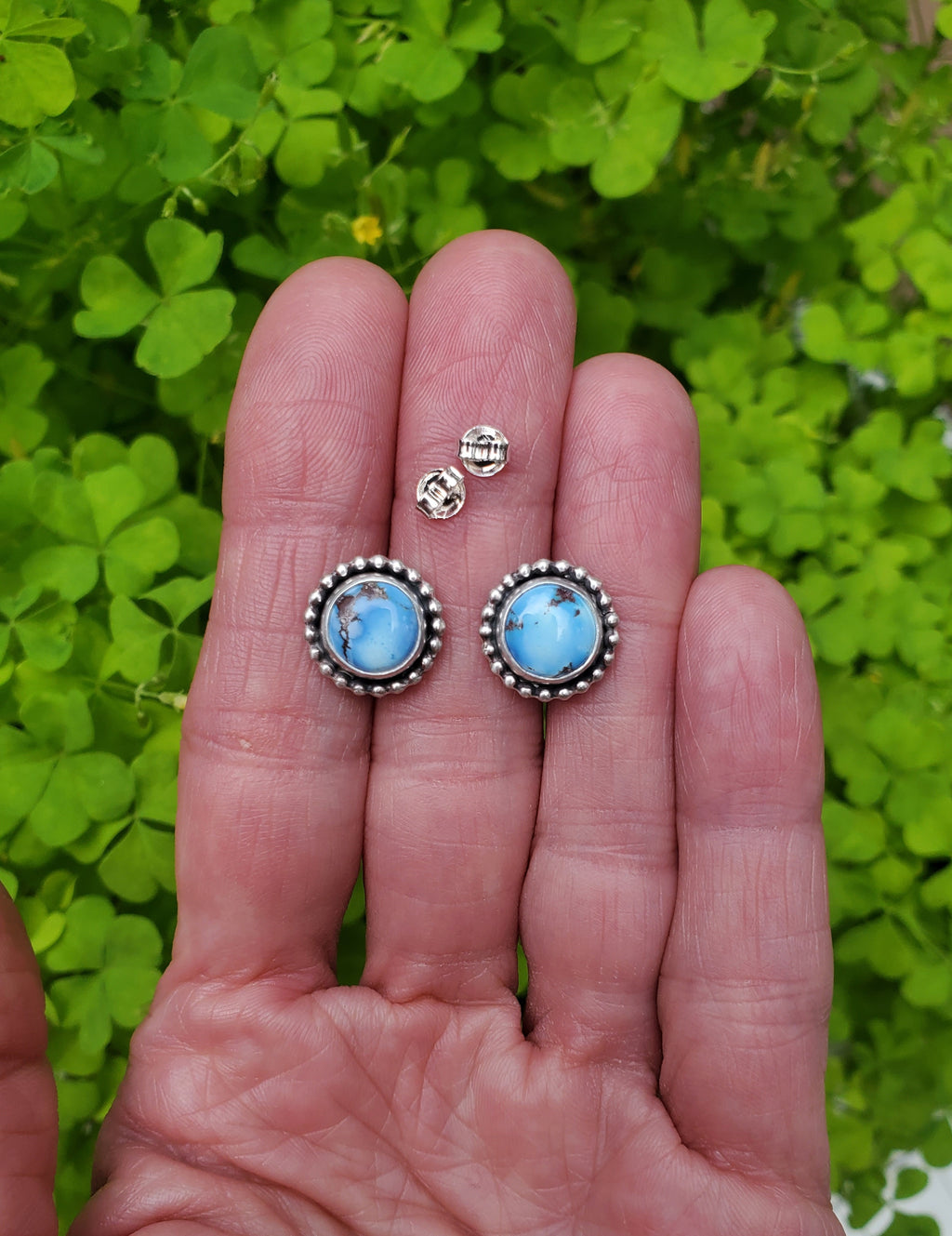 Golden Hills Turquoise Stud Earrings in Solid Sterling Silver