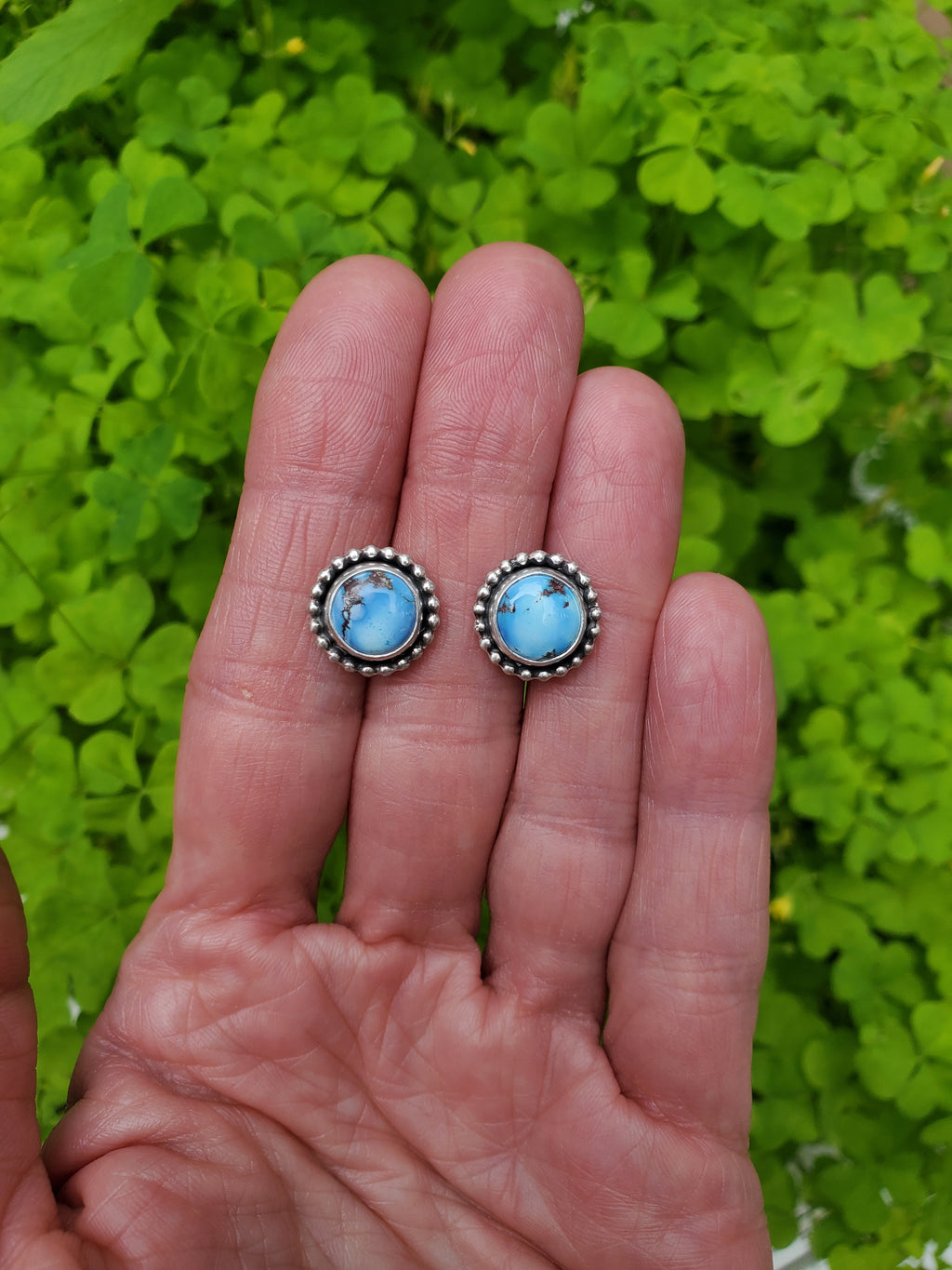Golden Hills Turquoise Stud Earrings in Solid Sterling Silver