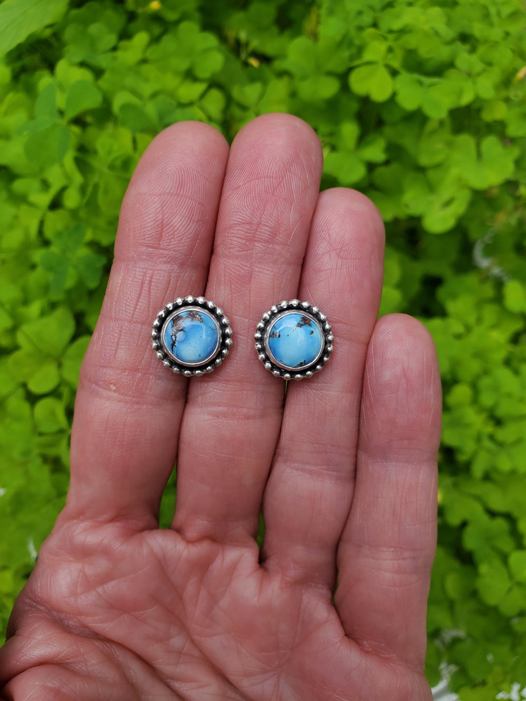 Golden Hills Turquoise Stud Earrings in Solid Sterling Silver