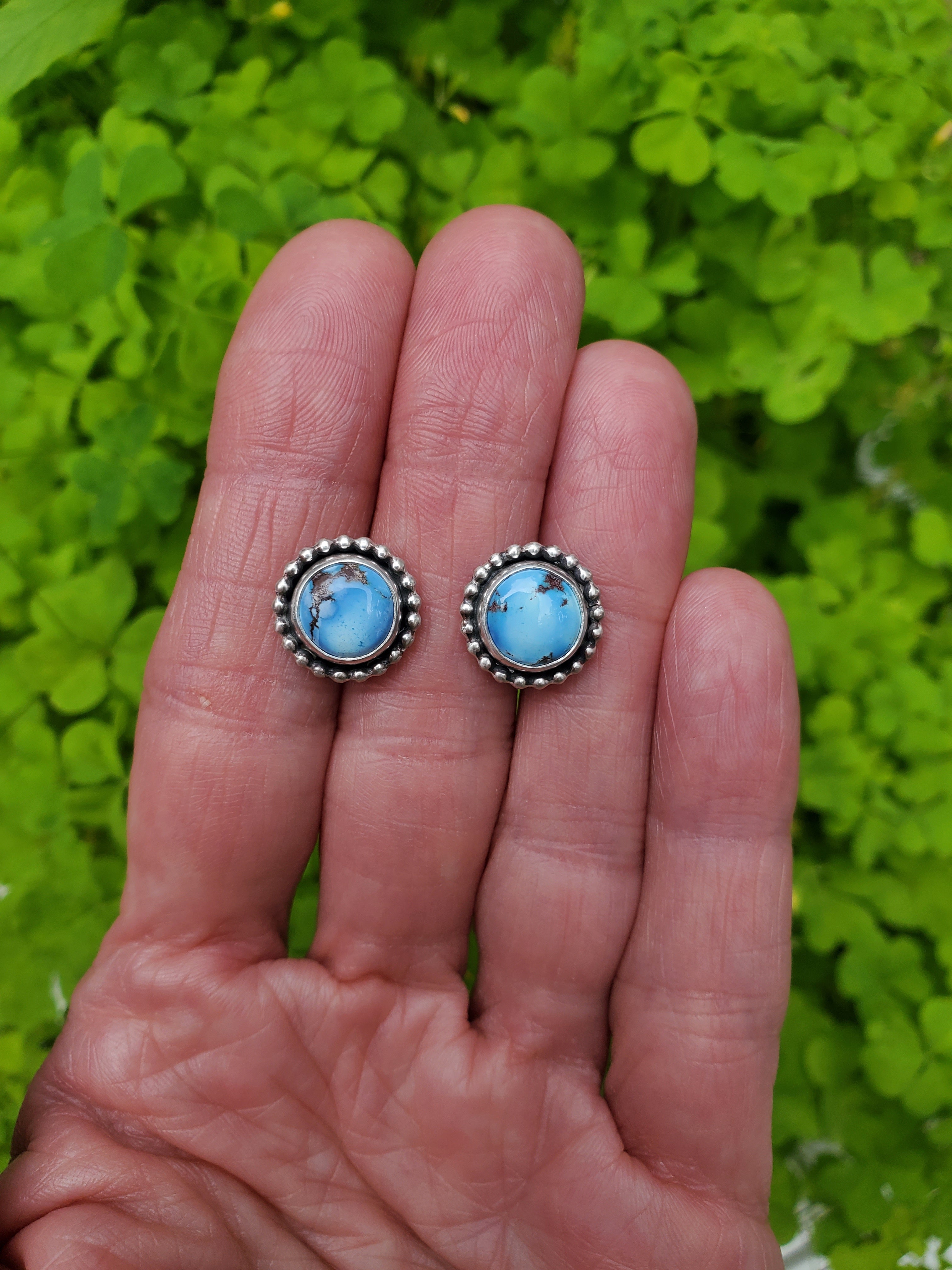 Golden Hills Turquoise Stud Earrings in Solid Sterling Silver