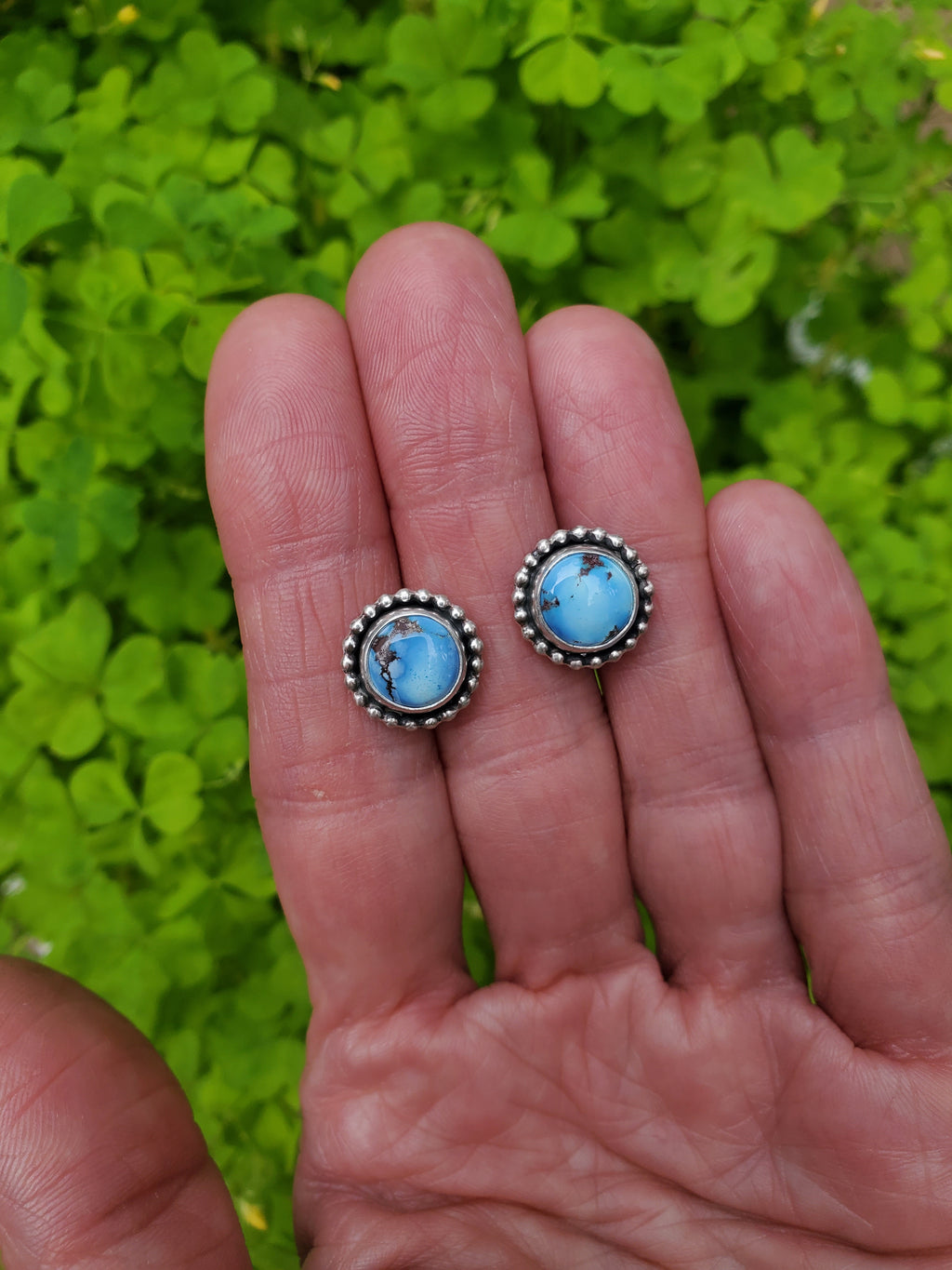 Golden Hills Turquoise Stud Earrings in Solid Sterling Silver