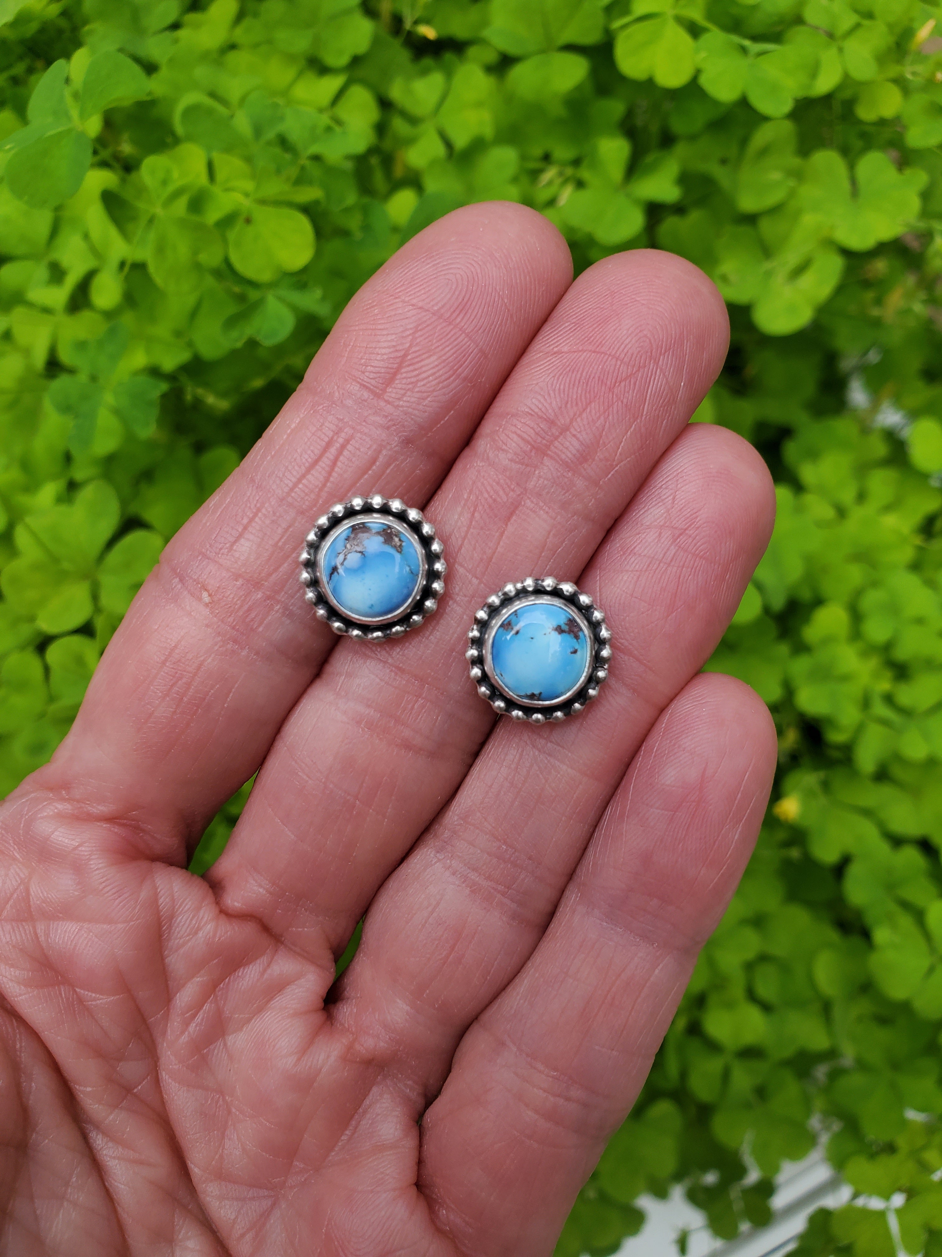 Golden Hills Turquoise Stud Earrings in Solid Sterling Silver