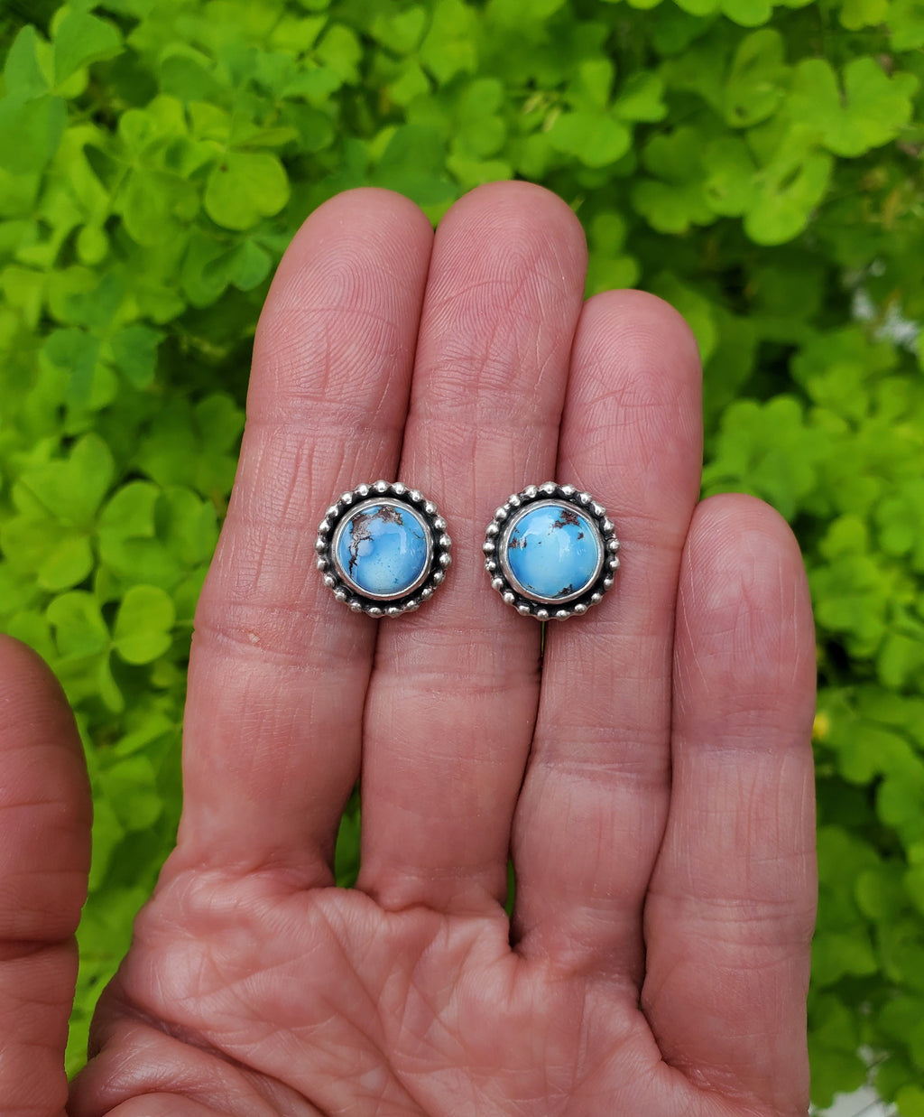 Golden Hills Turquoise Stud Earrings in Solid Sterling Silver