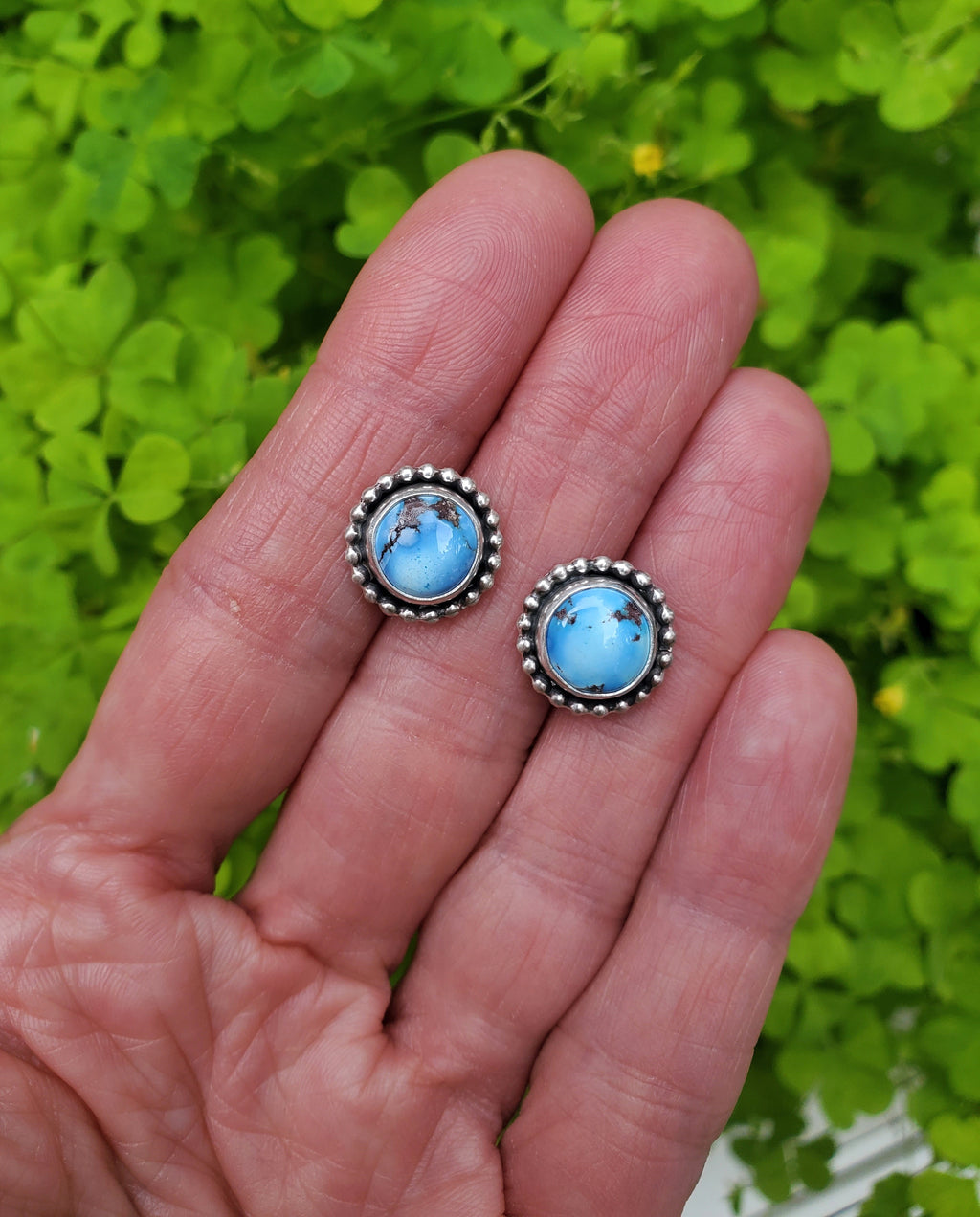 Golden Hills Turquoise Stud Earrings in Solid Sterling Silver