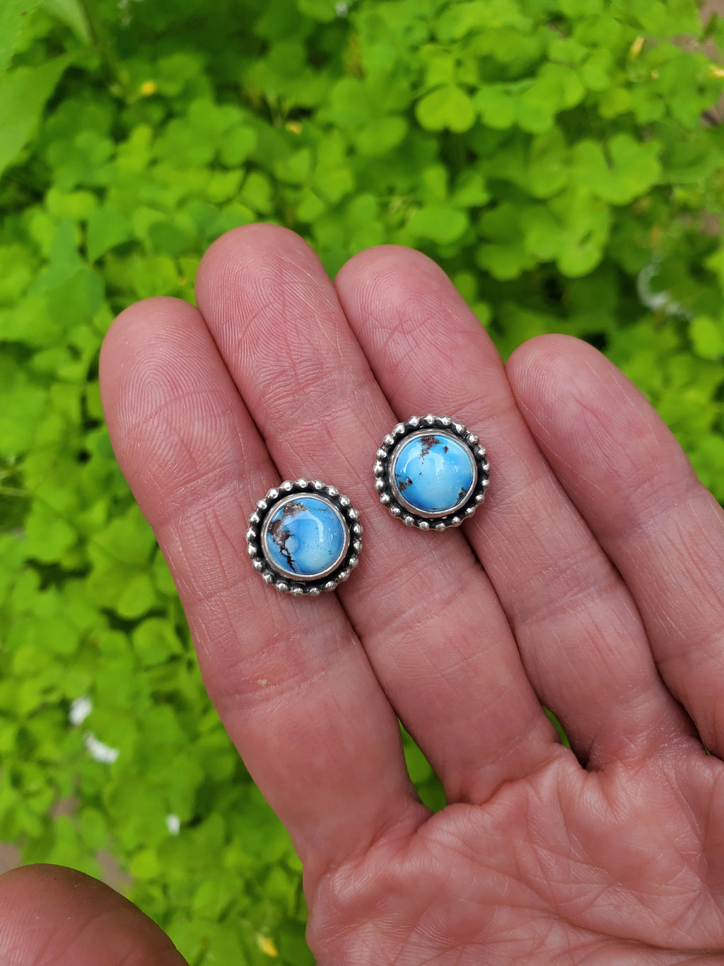 Golden Hills Turquoise Stud Earrings in Solid Sterling Silver