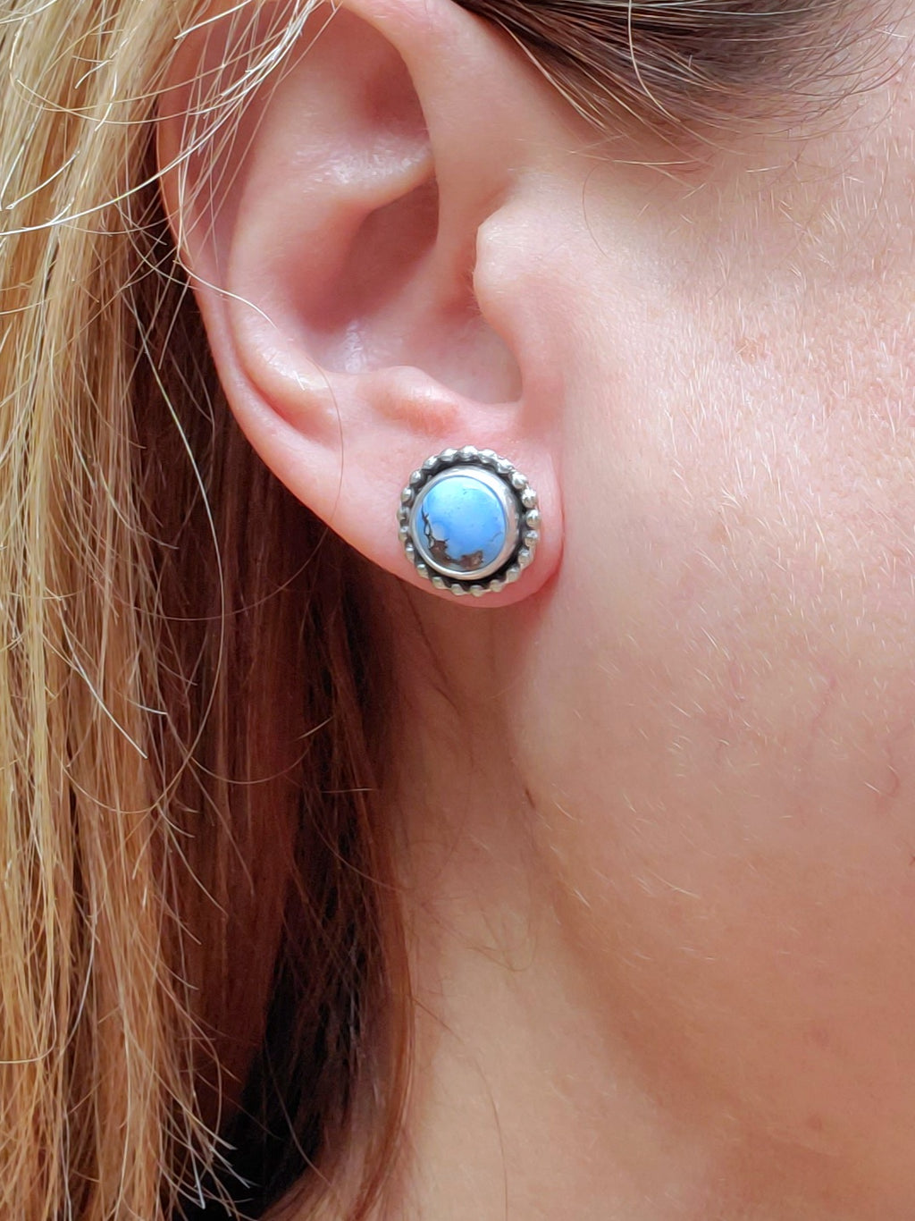 Golden Hills Turquoise Stud Earrings in Solid Sterling Silver