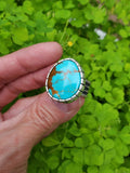 Royston Turquoise Castellated Sterling Silver Statement Ring. Size 8.