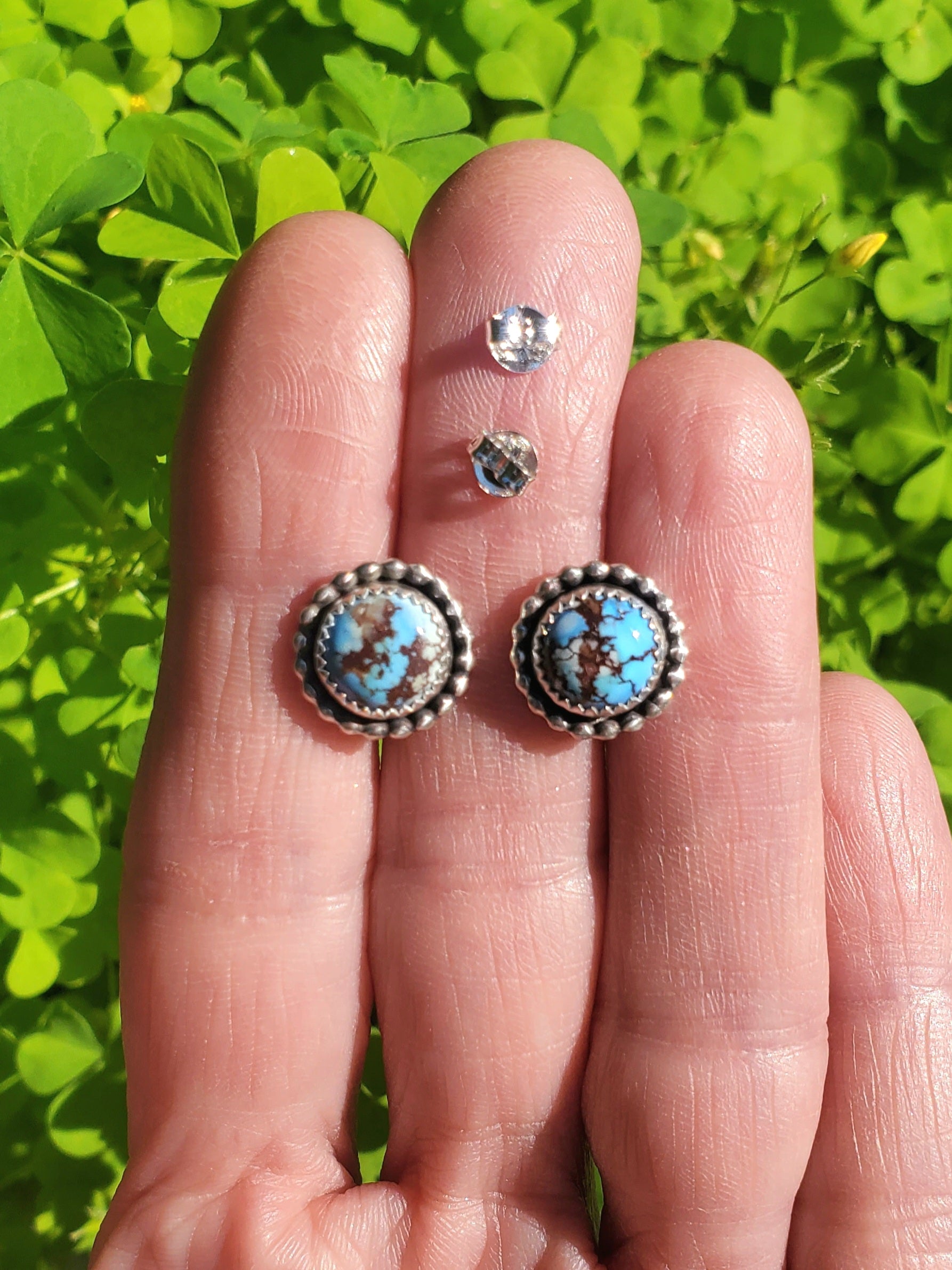 Golden Hills Turquoise Stud Earrings in Solid Sterling Silver