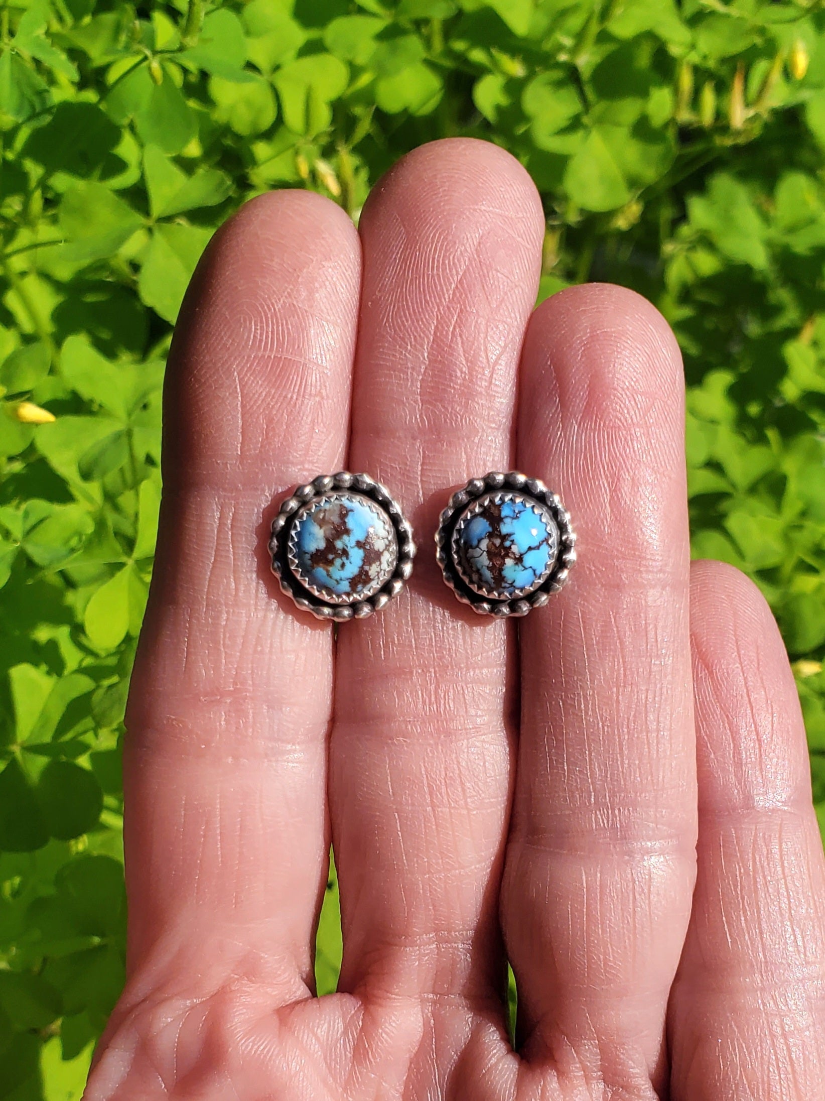 Golden Hills Turquoise Stud Earrings in Solid Sterling Silver