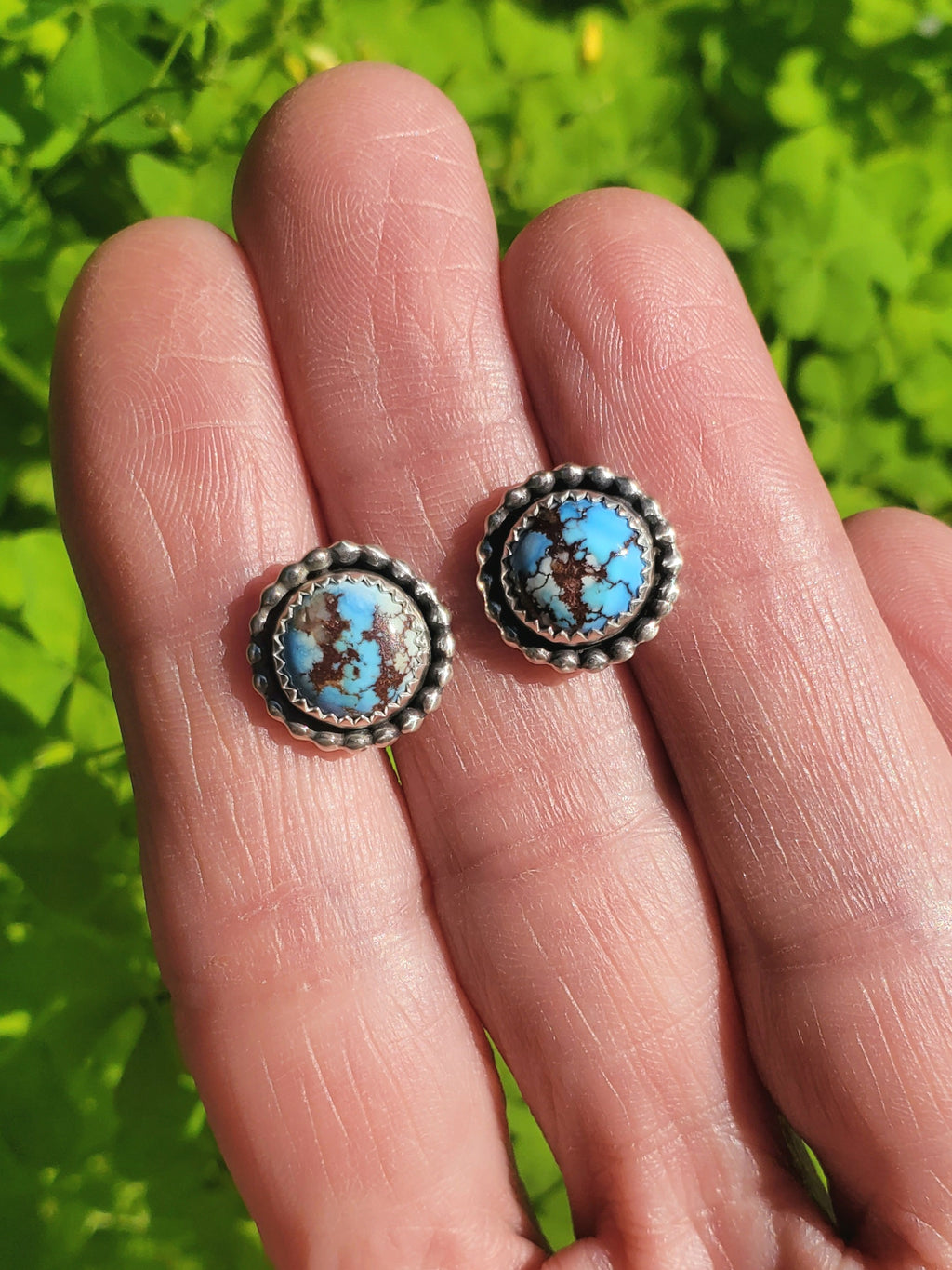 Golden Hills Turquoise Stud Earrings in Solid Sterling Silver
