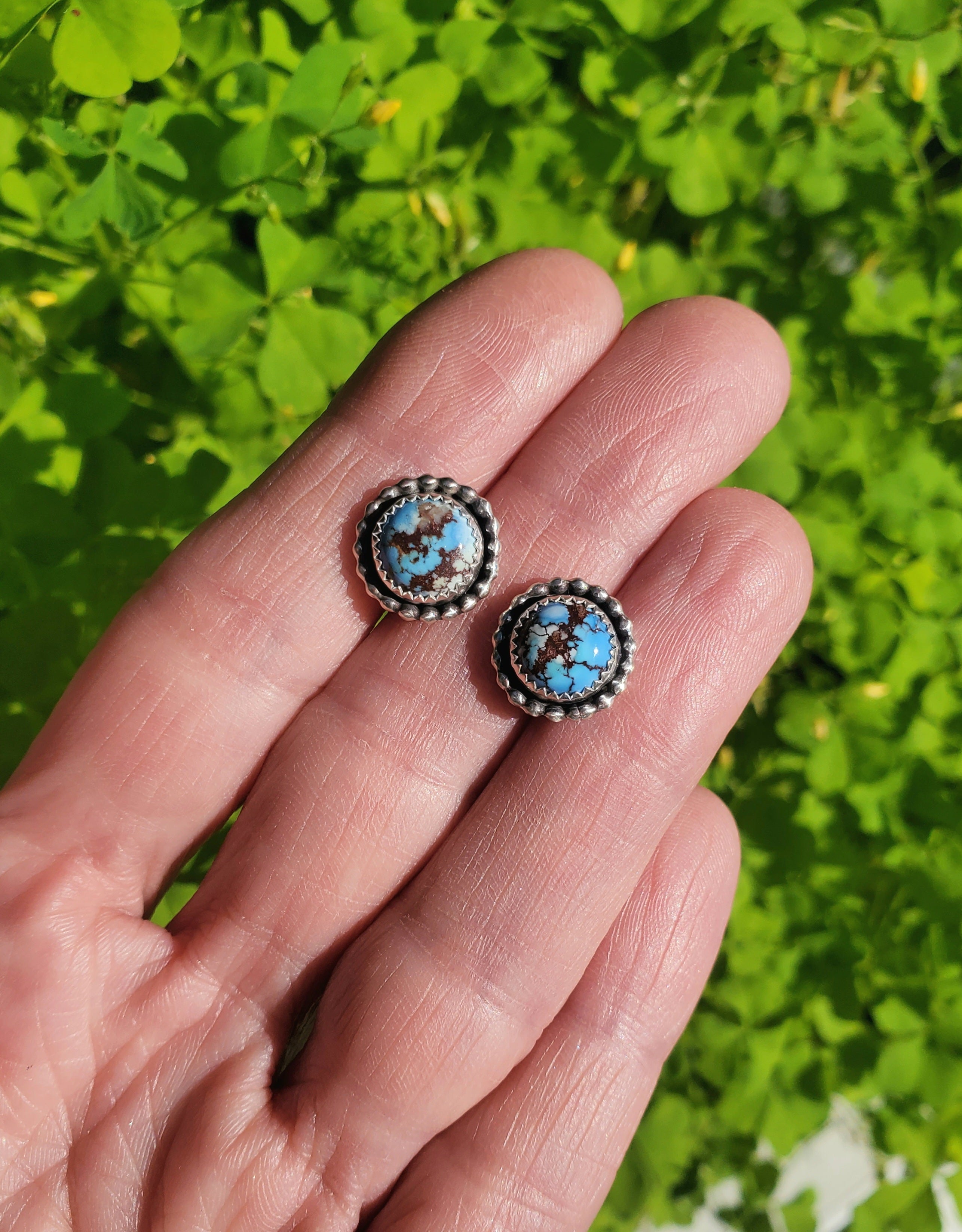Golden Hills Turquoise Stud Earrings in Solid Sterling Silver