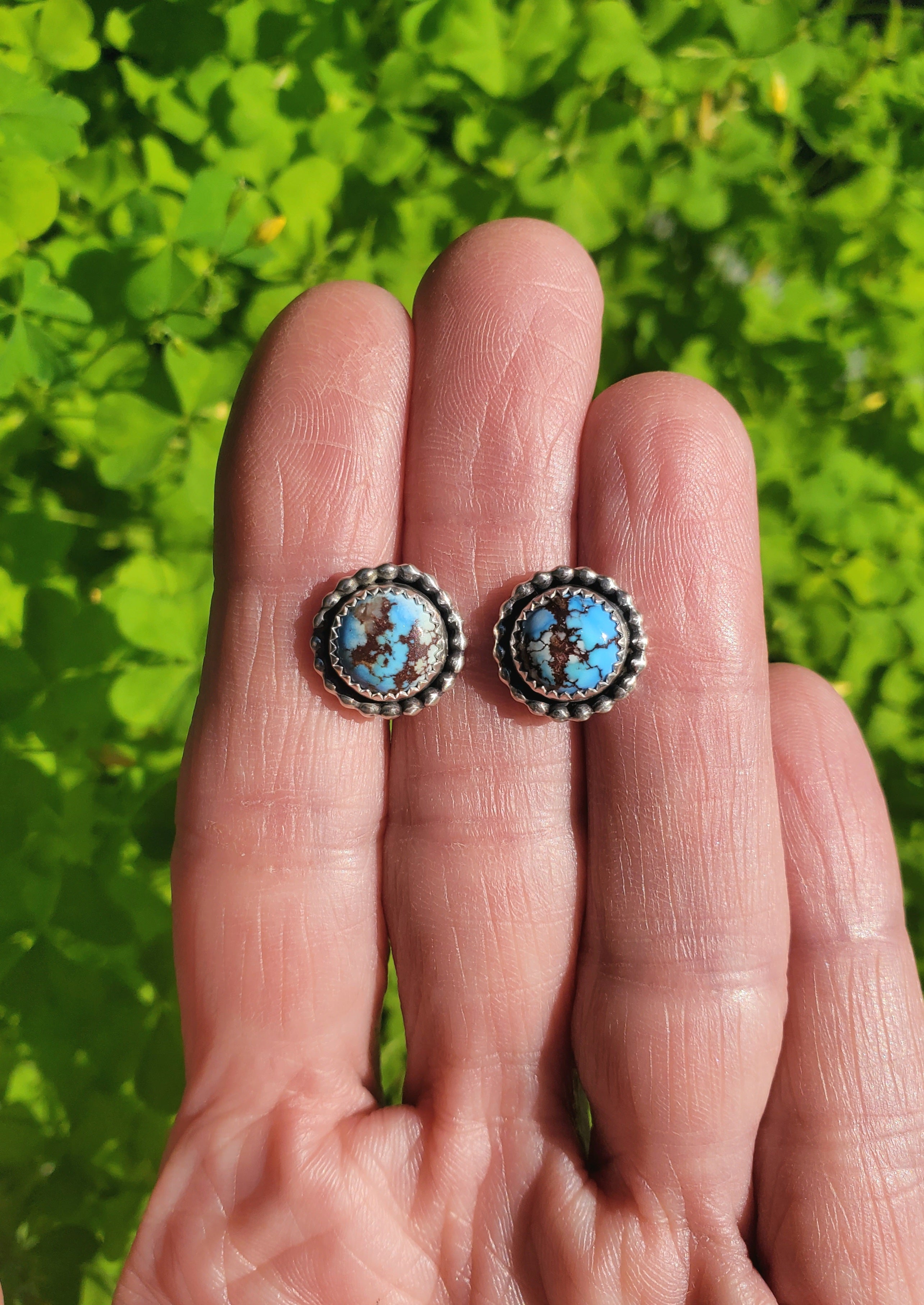 Golden Hills Turquoise Stud Earrings in Solid Sterling Silver
