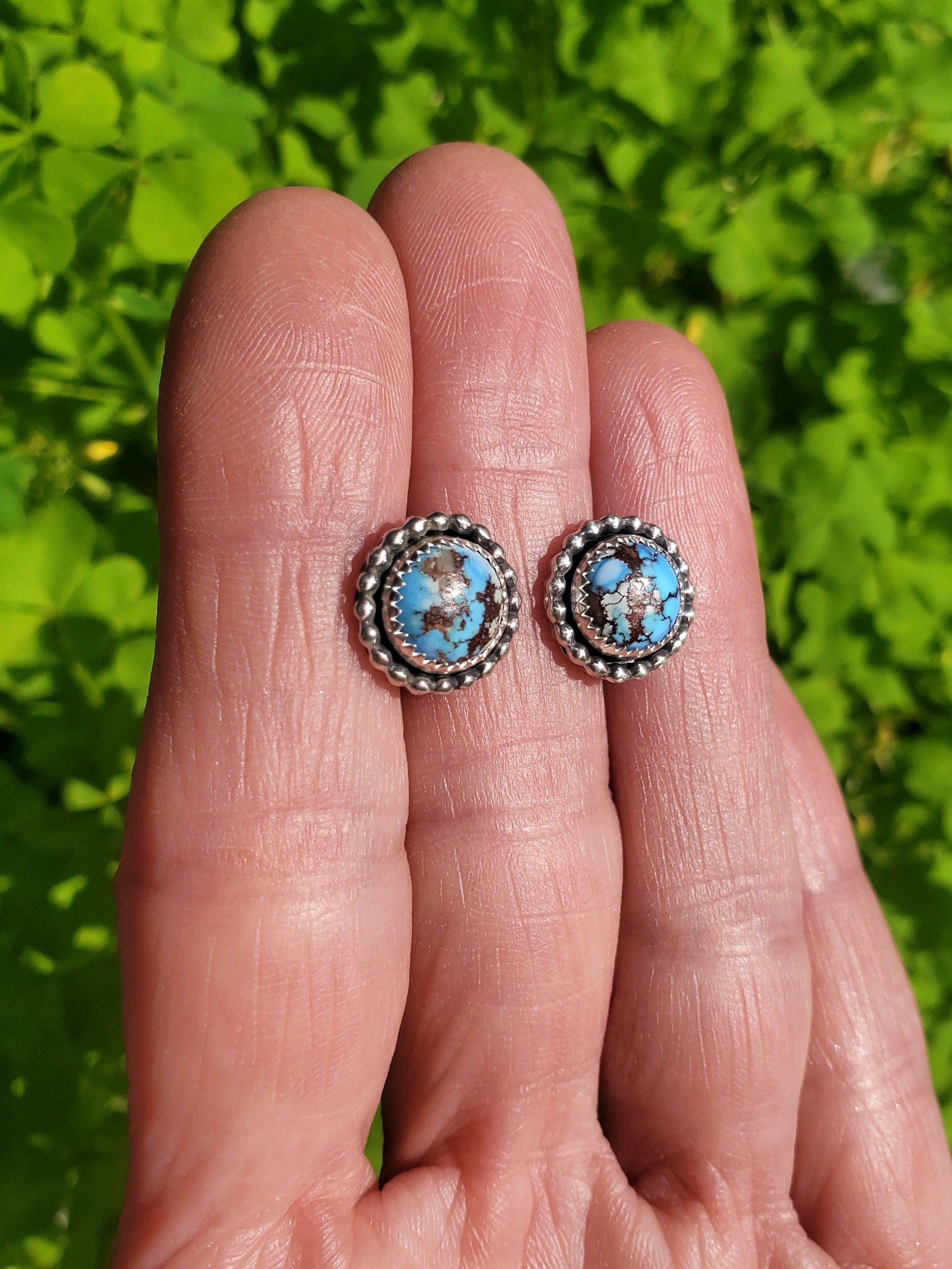 Golden Hills Turquoise Stud Earrings in Solid Sterling Silver