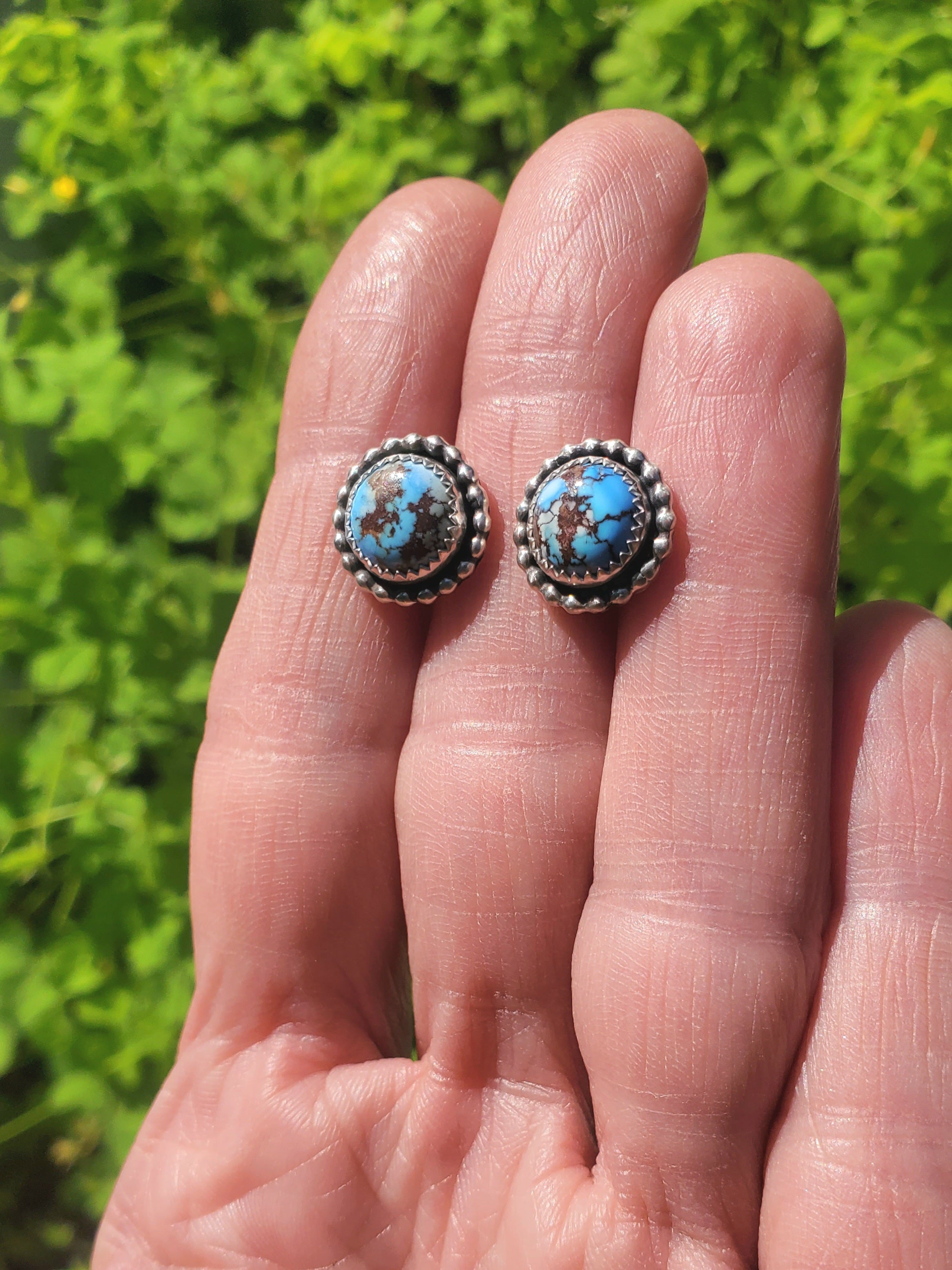 Golden Hills Turquoise Stud Earrings in Solid Sterling Silver