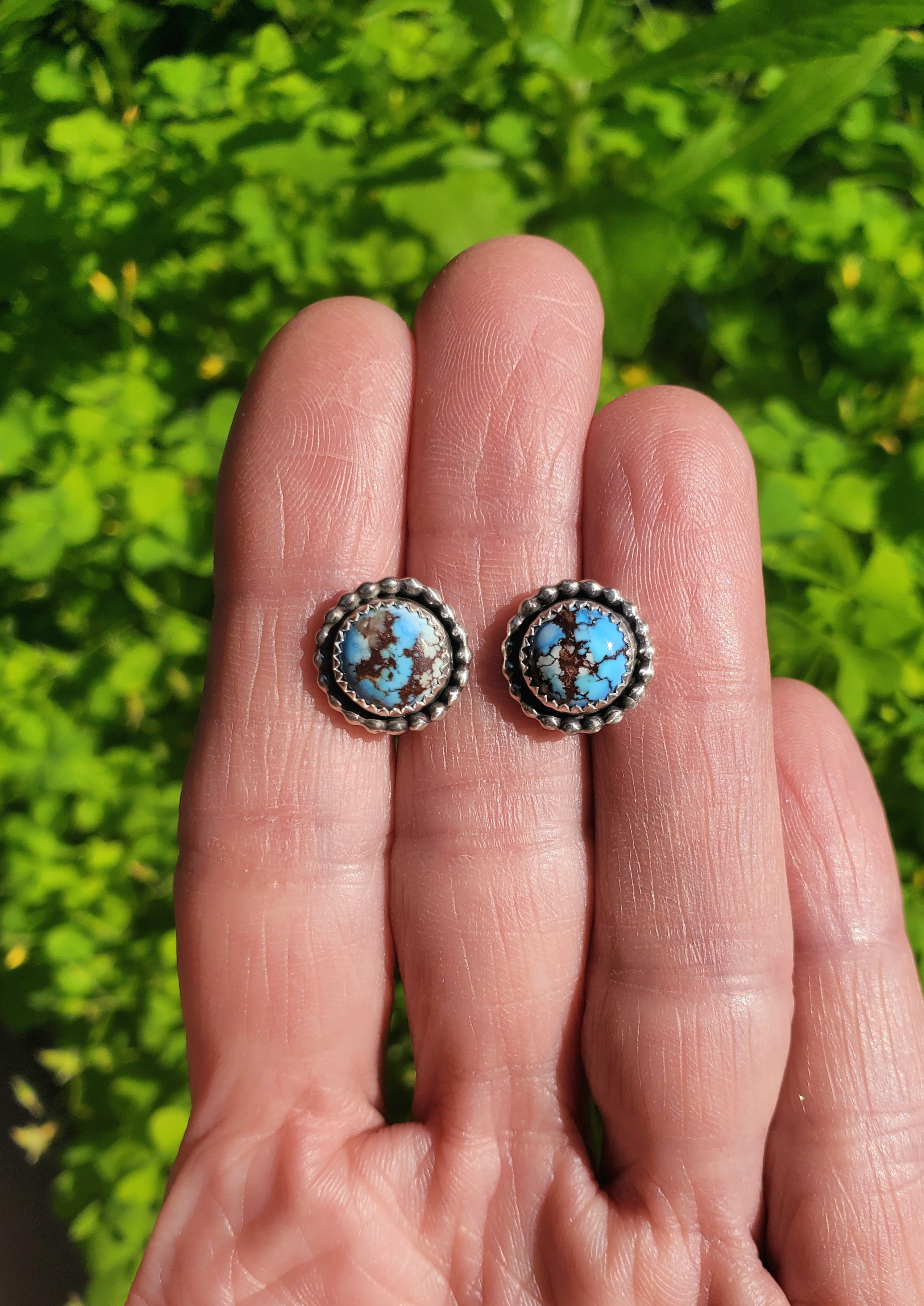 Golden Hills Turquoise Stud Earrings in Solid Sterling Silver