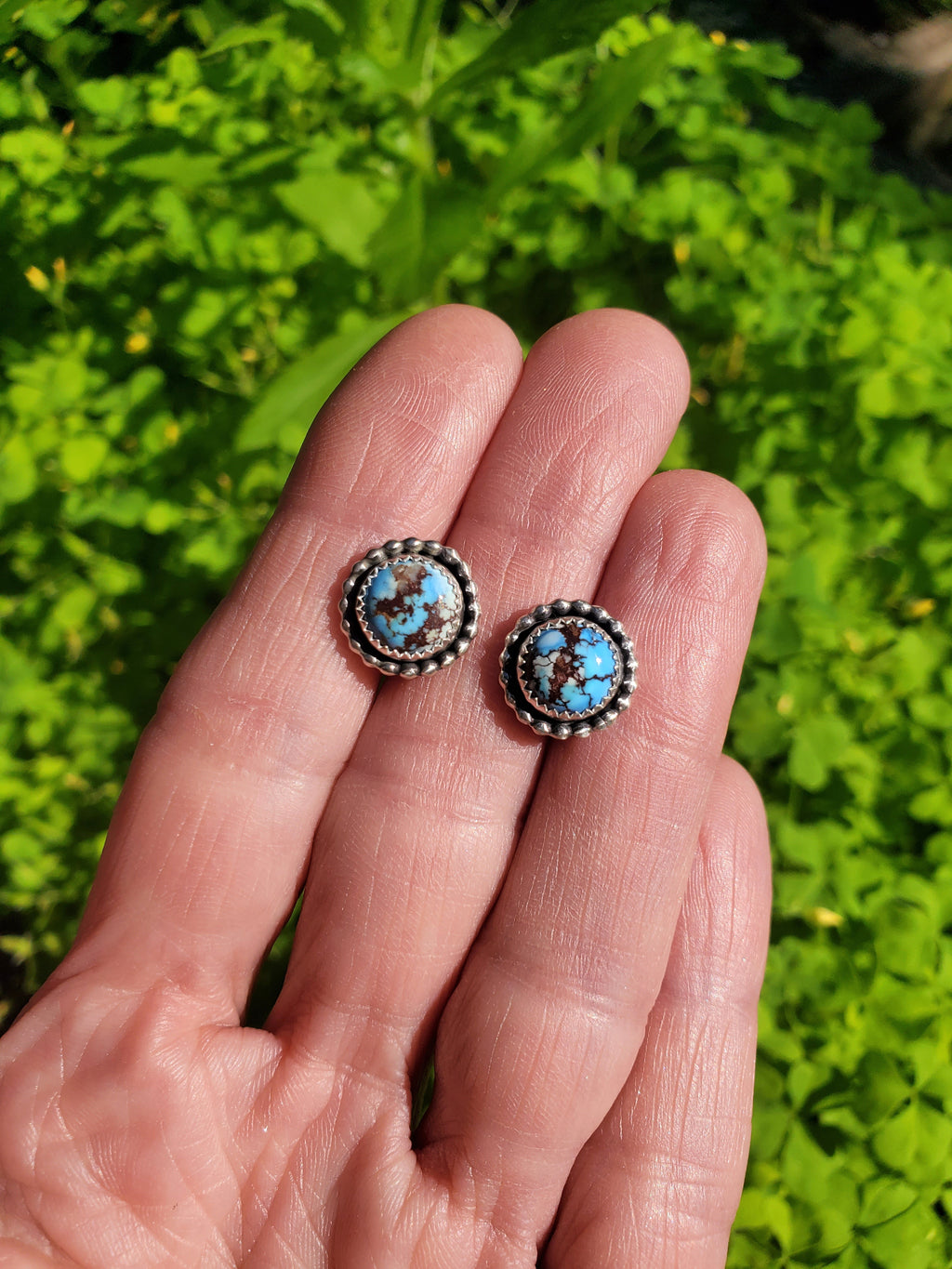 Golden Hills Turquoise Stud Earrings in Solid Sterling Silver