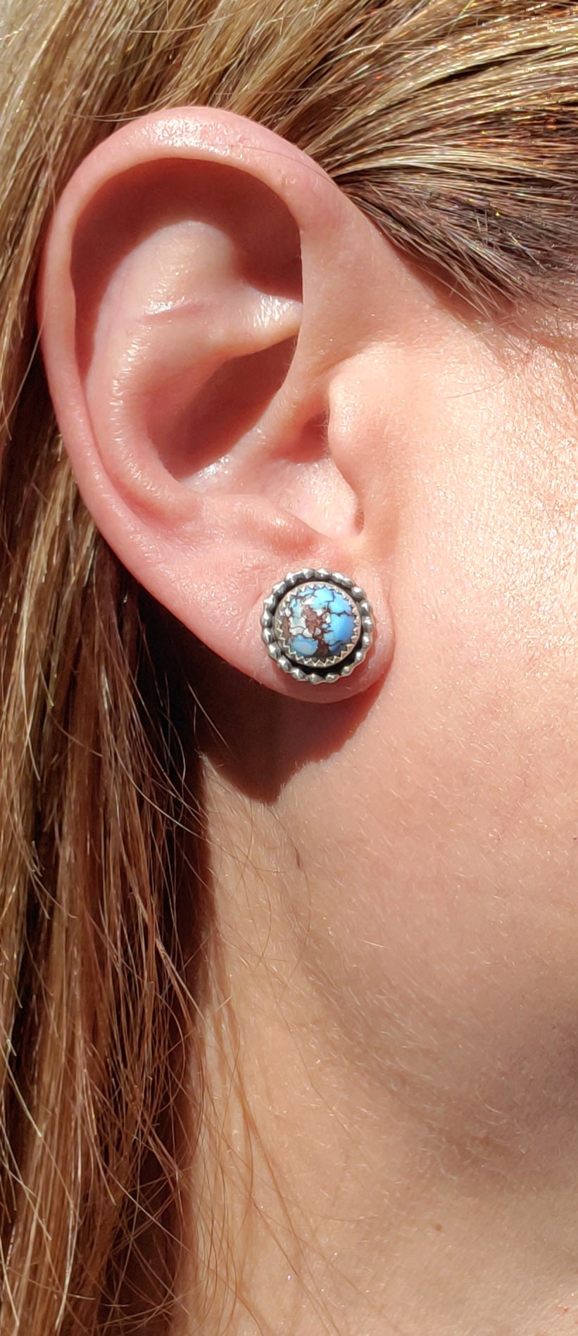 Golden Hills Turquoise Stud Earrings in Solid Sterling Silver