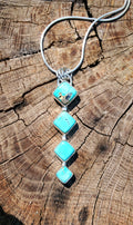 Iron Maiden Turquoise Statement Pendant Necklace in Solid Sterling Silver