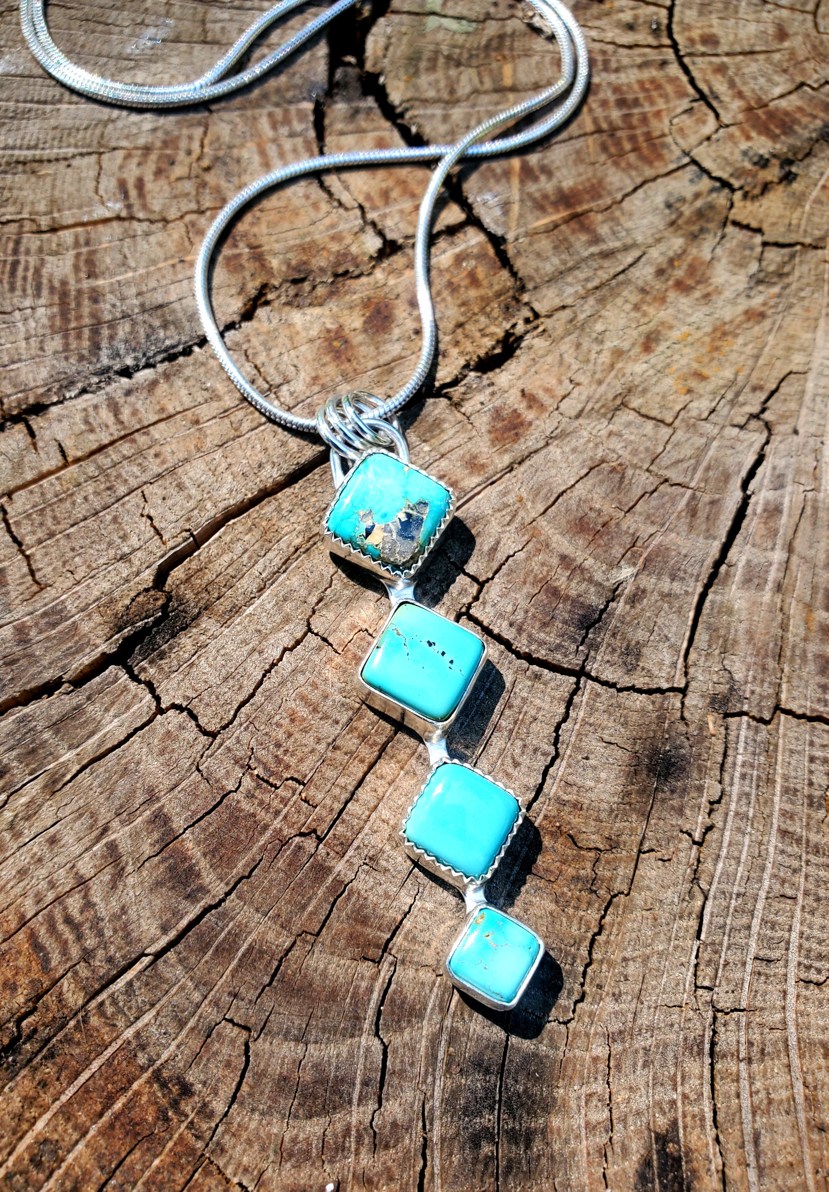 Iron Maiden Turquoise Statement Pendant Necklace in Solid Sterling Silver